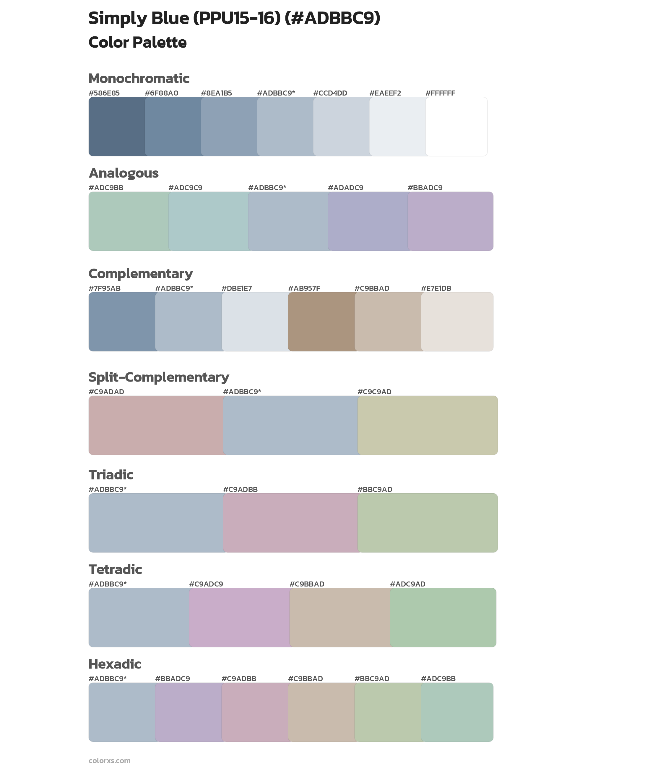 Simply Blue (PPU15-16) Color Scheme Palettes