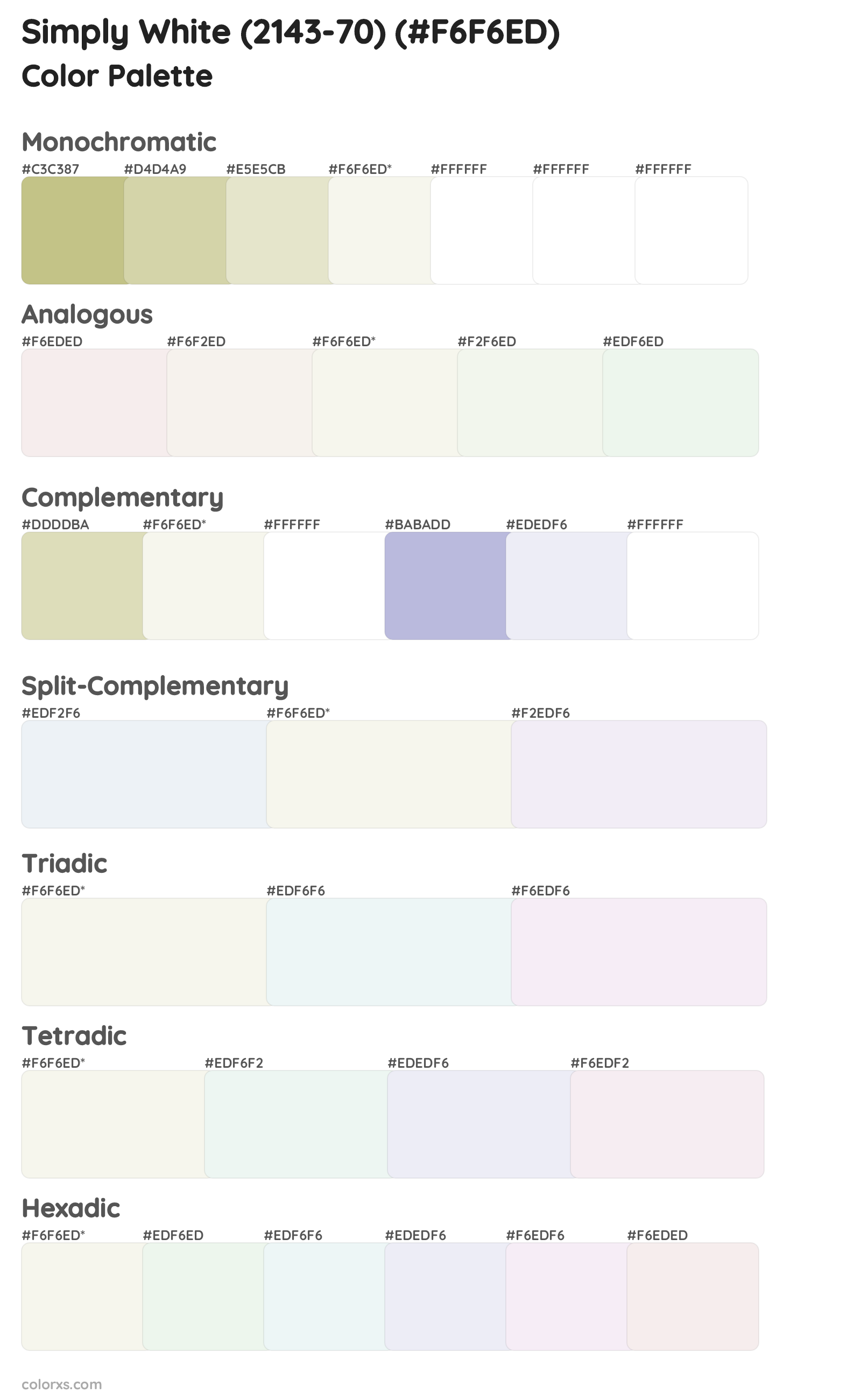Simply White (2143-70) Color Scheme Palettes