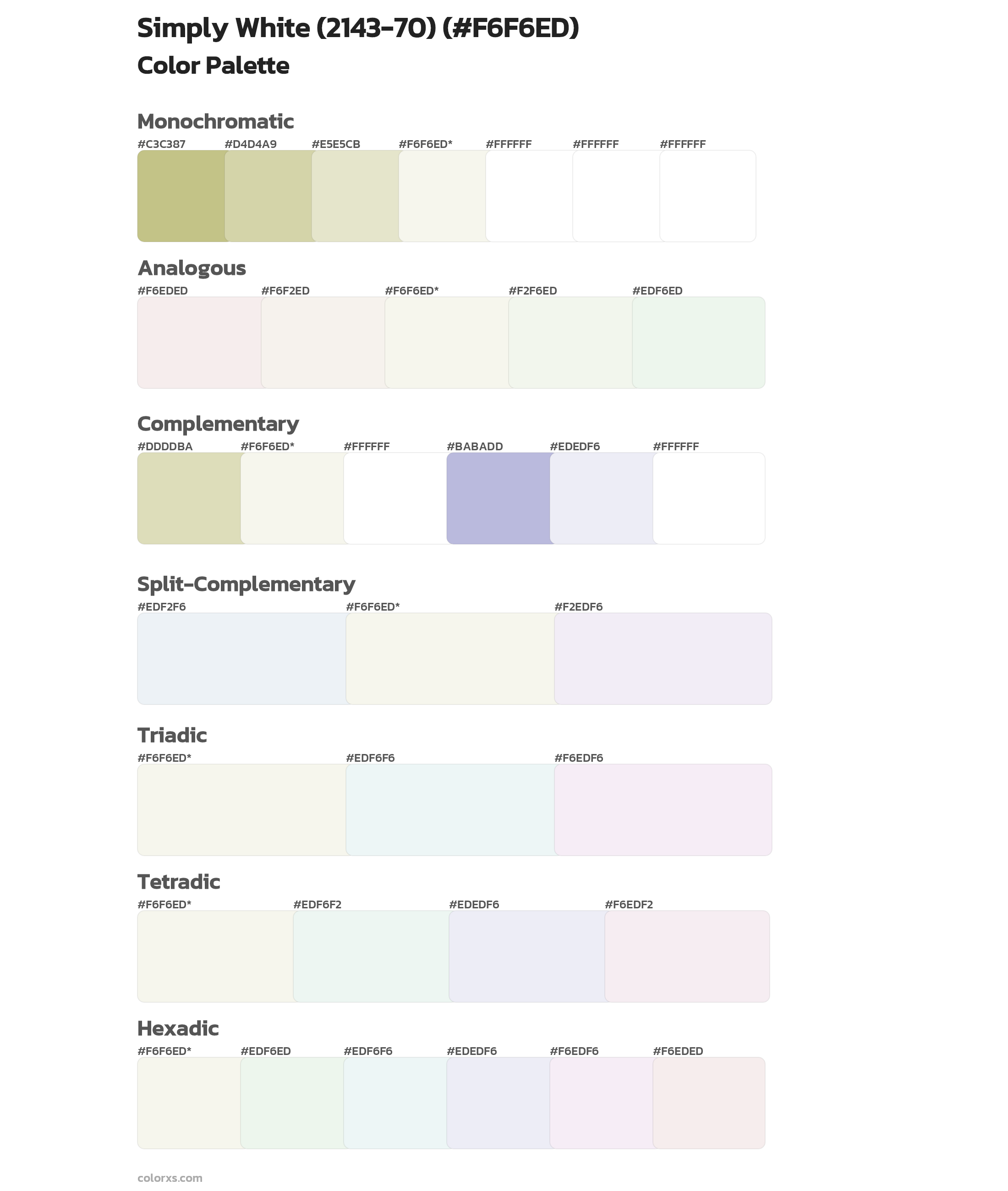 Simply White (2143-70) Color Scheme Palettes