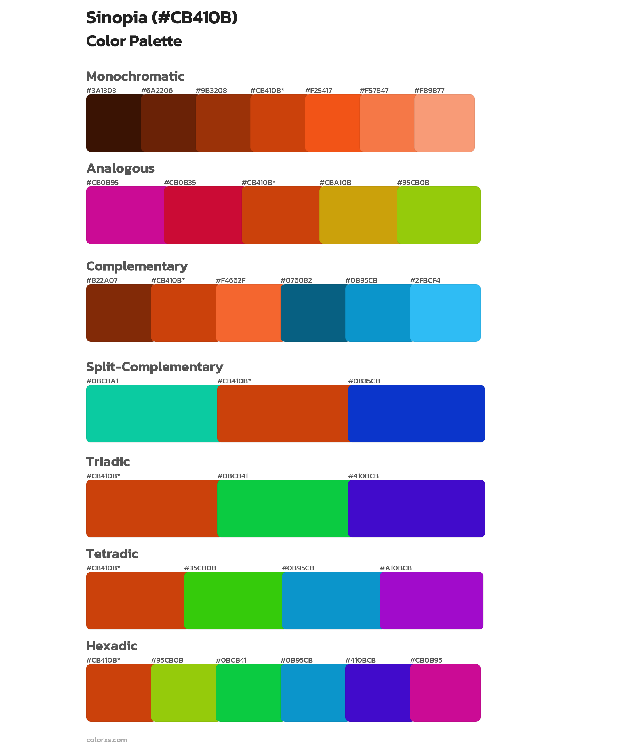 Sinopia Color Scheme Palettes