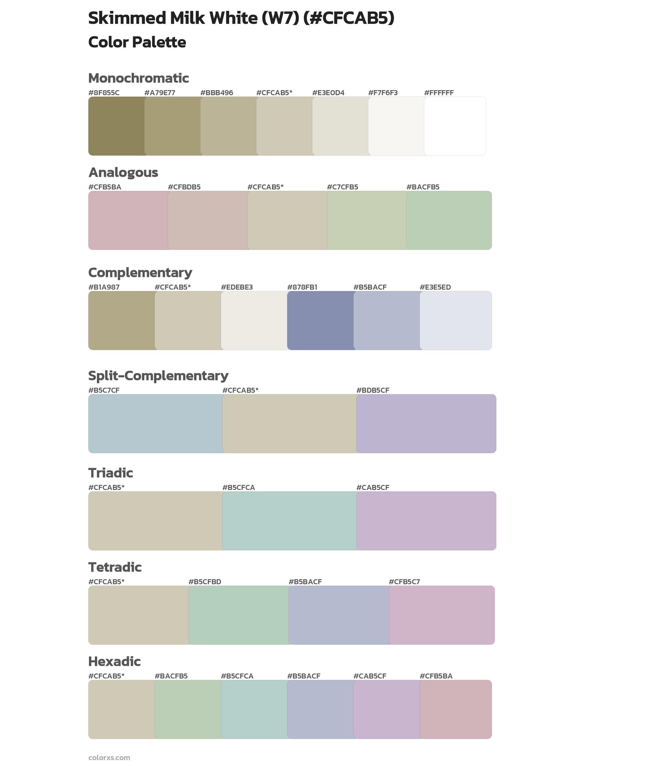 Skimmed Milk White (W7) Color Scheme Palettes