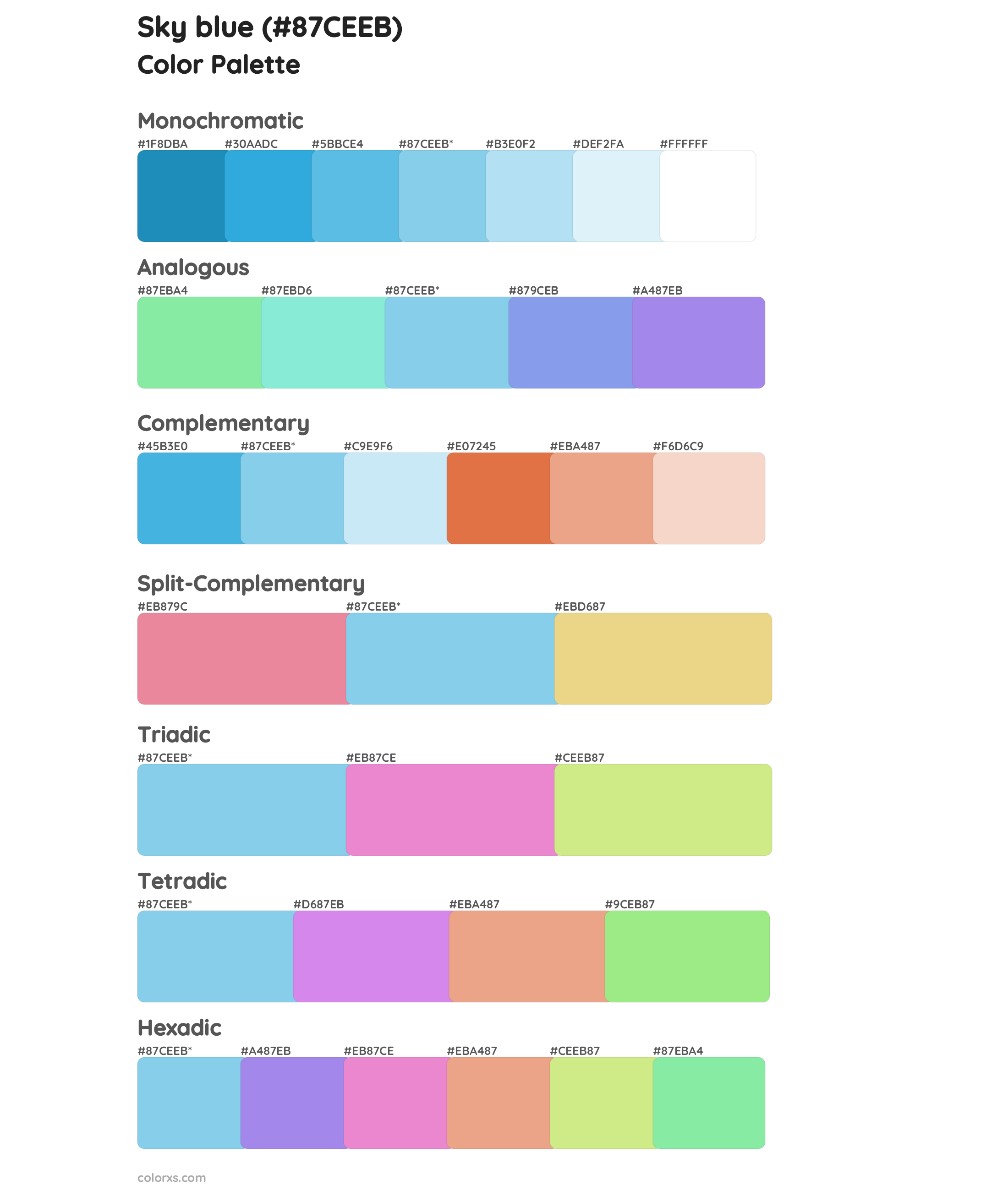 Sky blue Color Scheme Palettes