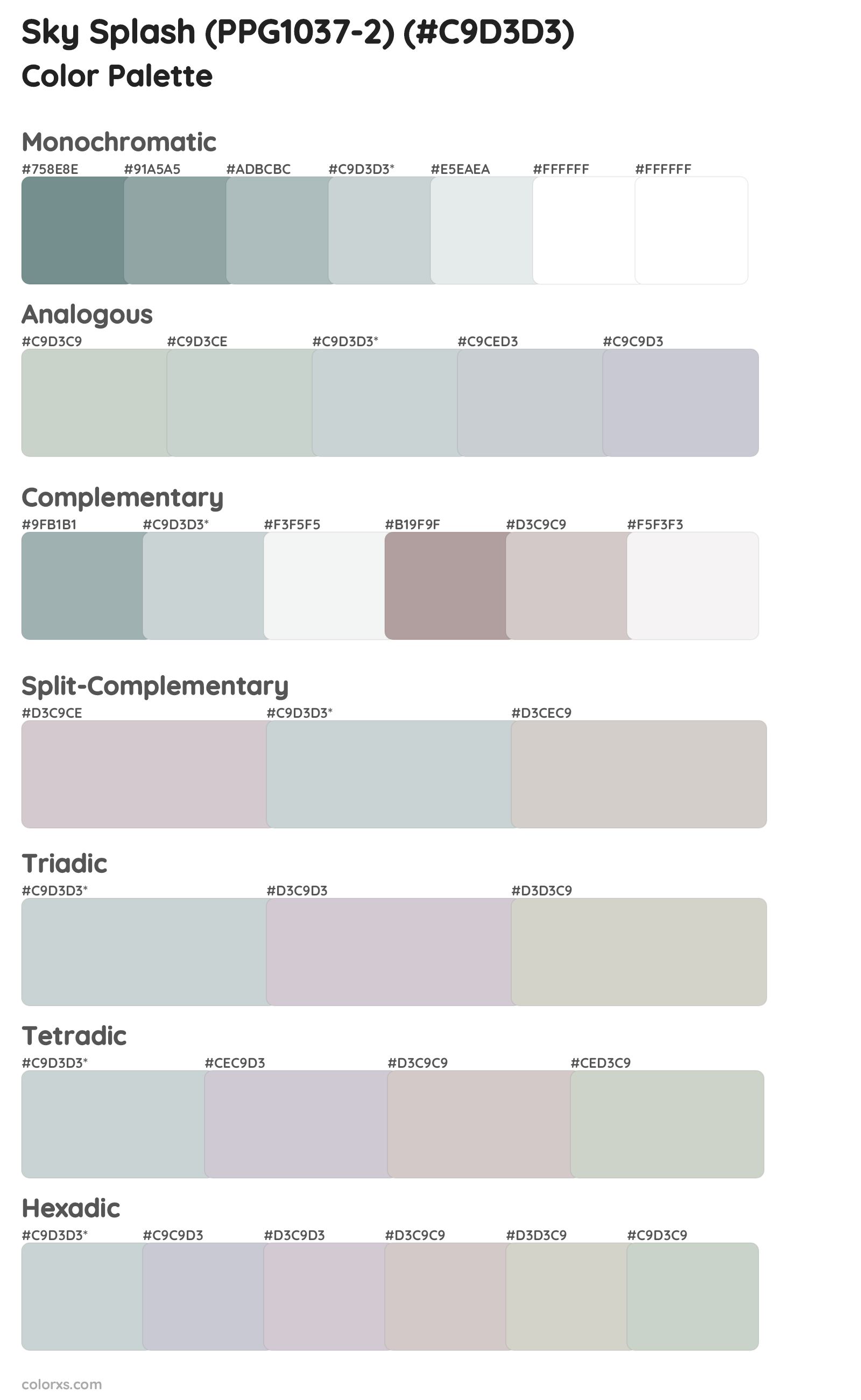Sky Splash (PPG1037-2) Color Scheme Palettes