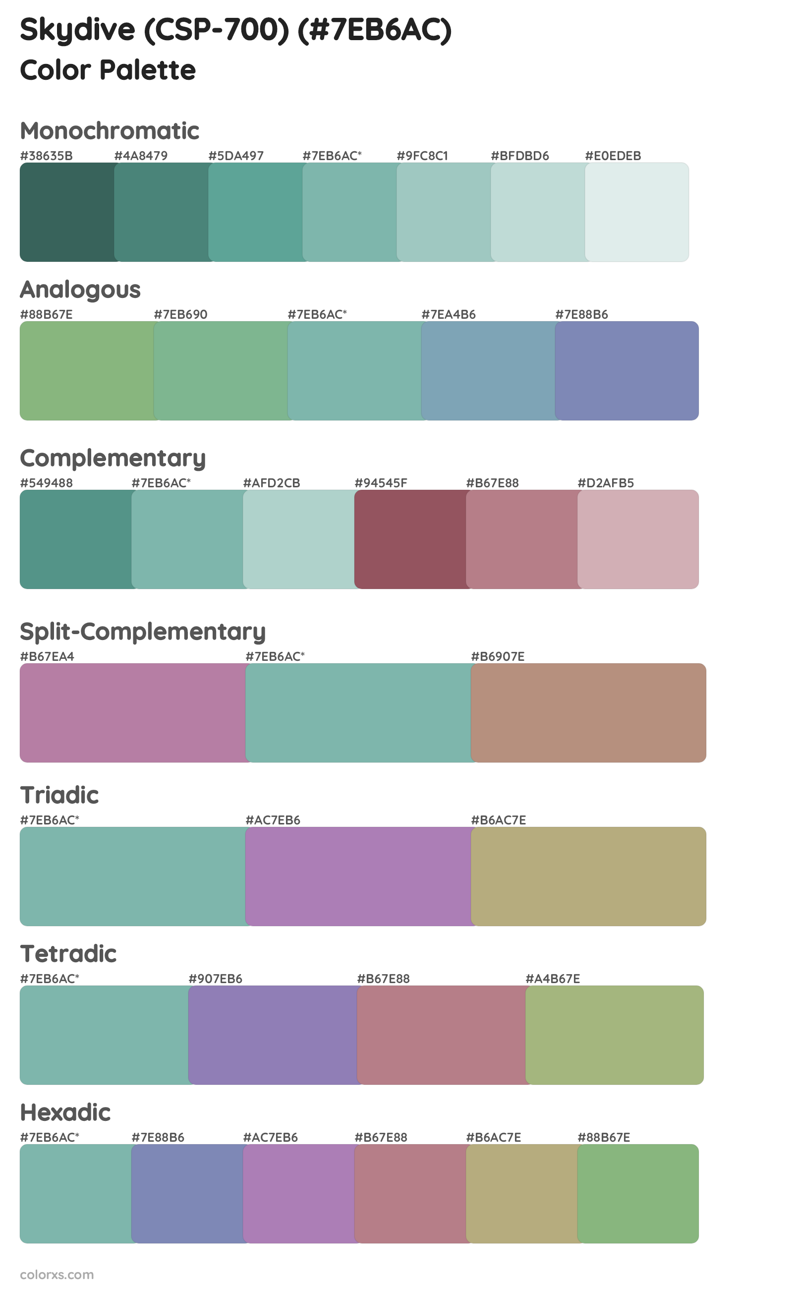 Skydive (CSP-700) Color Scheme Palettes