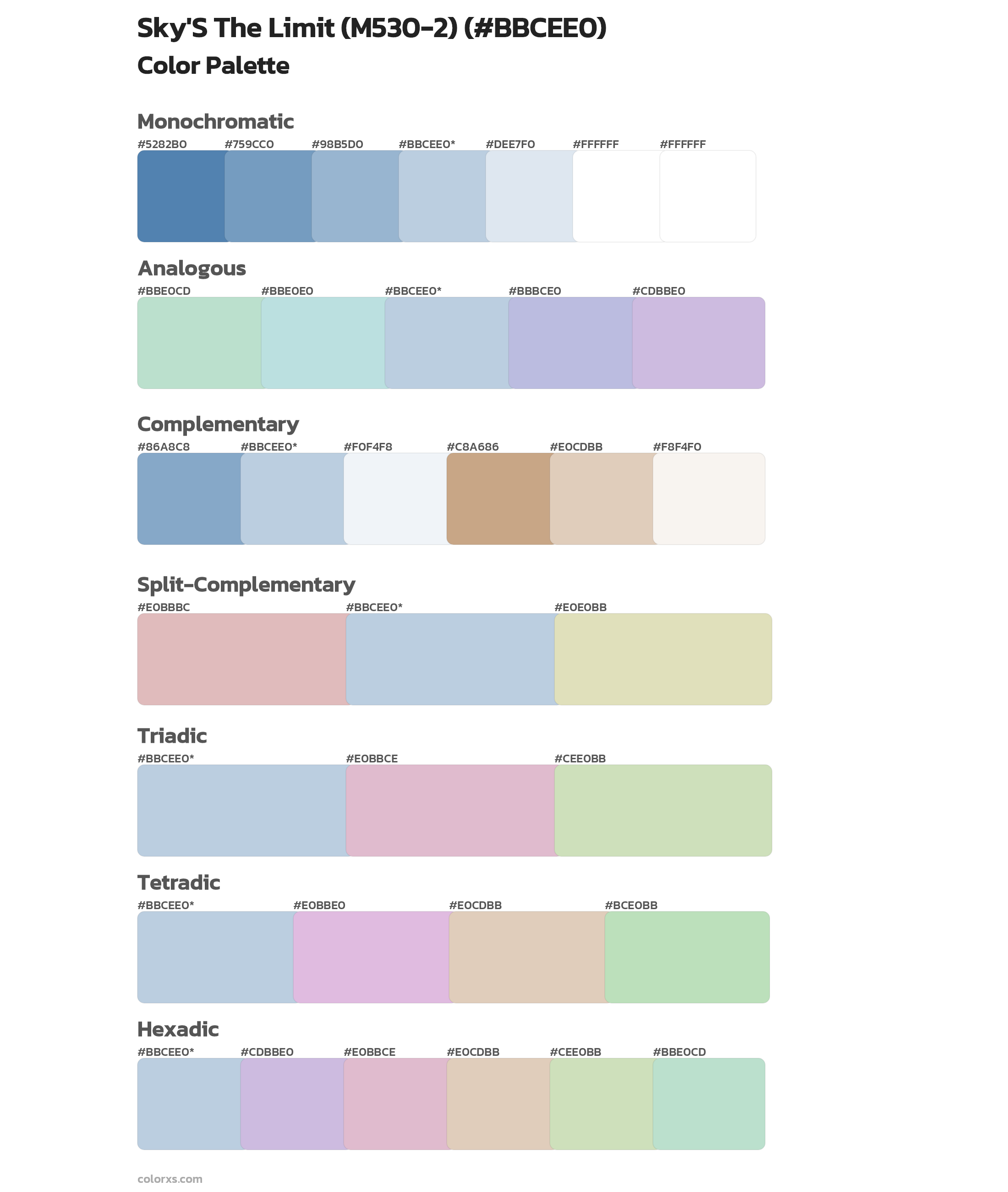 Sky'S The Limit (M530-2) Color Scheme Palettes