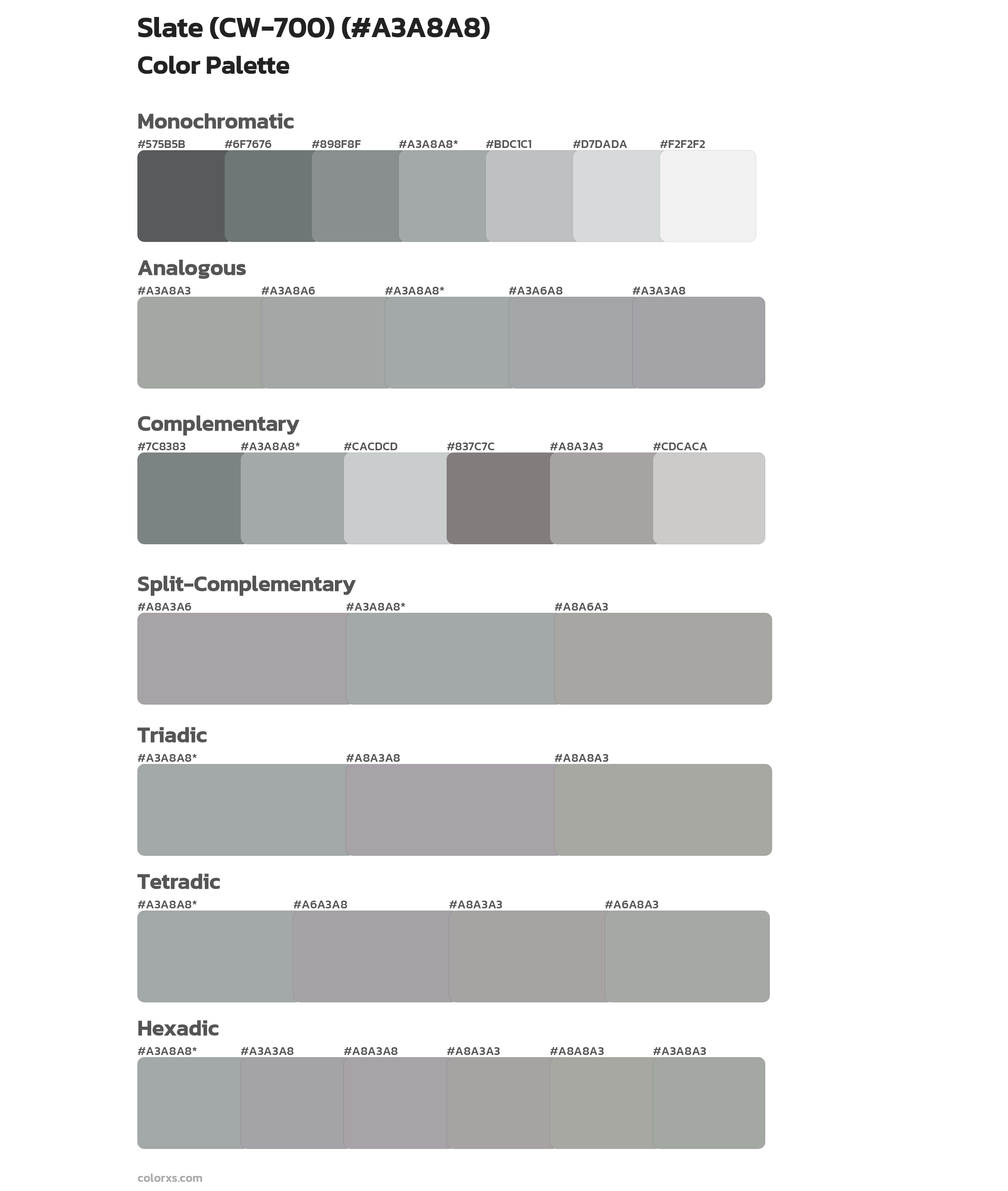 Slate (CW-700) Color Scheme Palettes