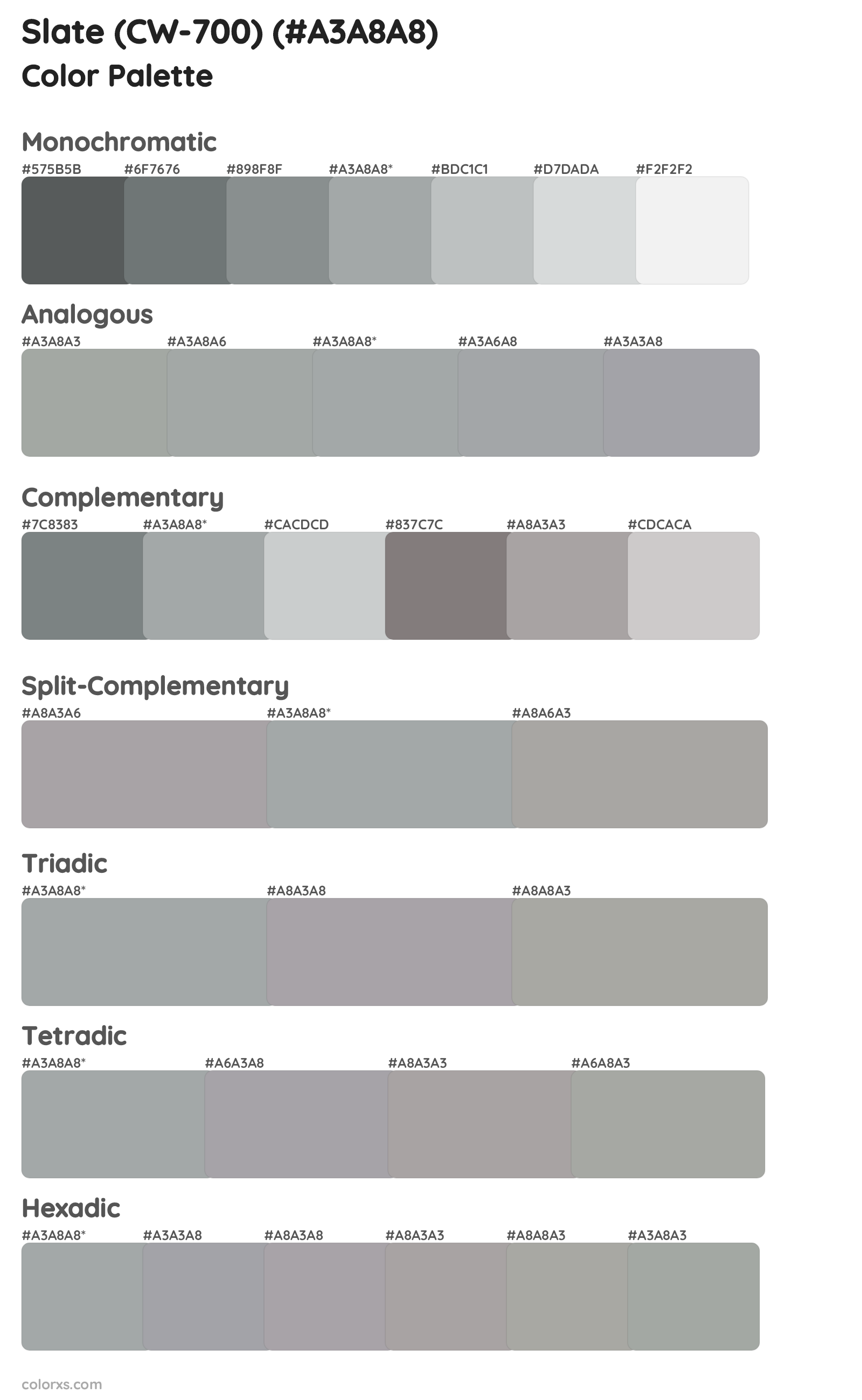 Slate (CW-700) Color Scheme Palettes