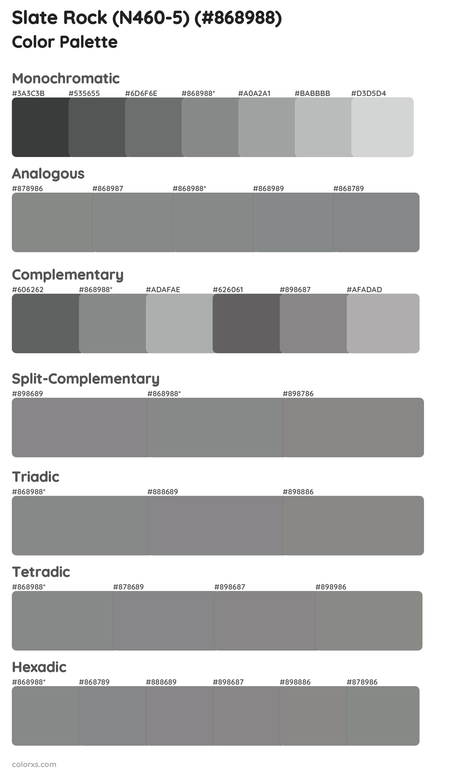 Slate Rock (N460-5) Color Scheme Palettes