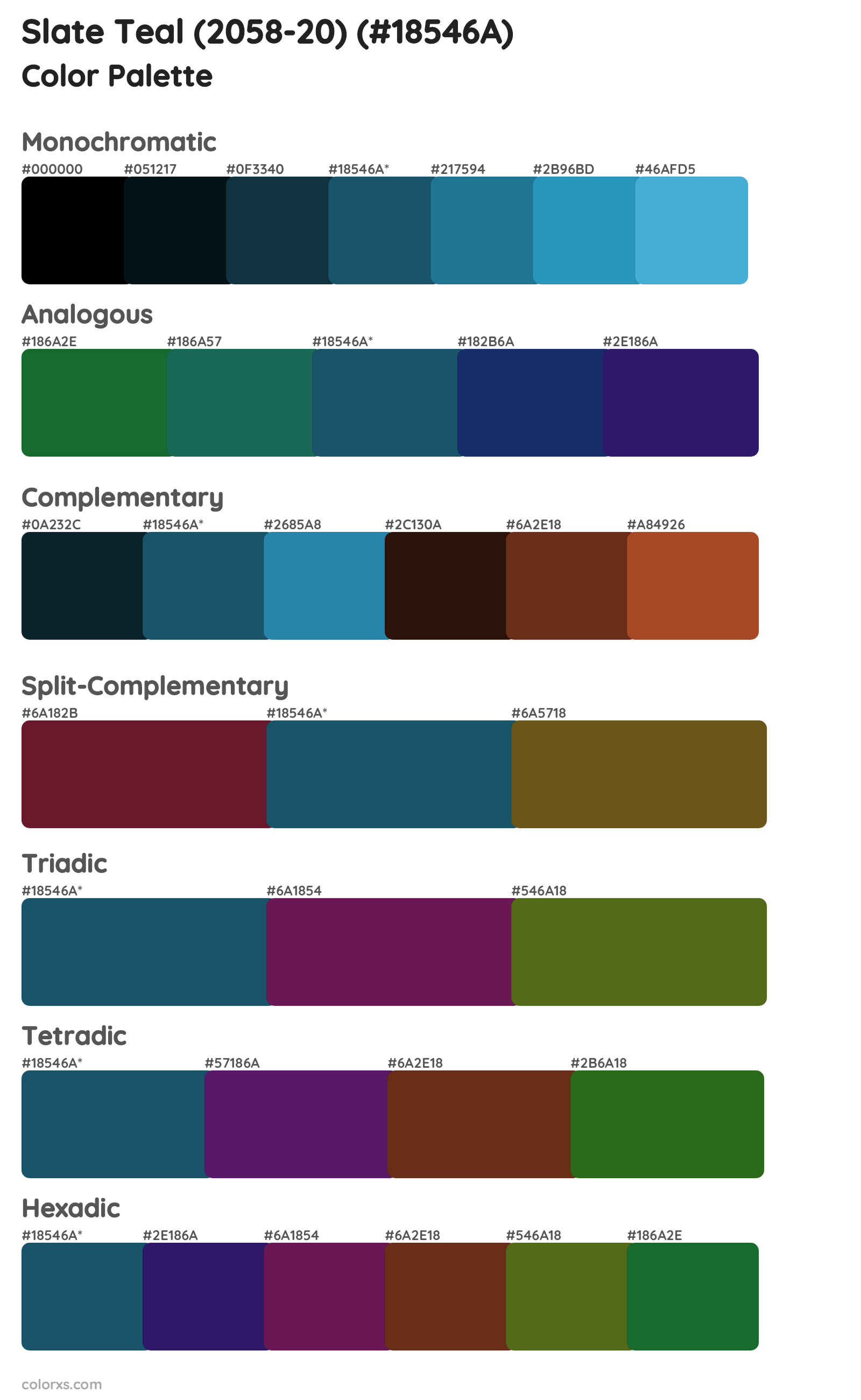 Slate Teal (2058-20) Color Scheme Palettes