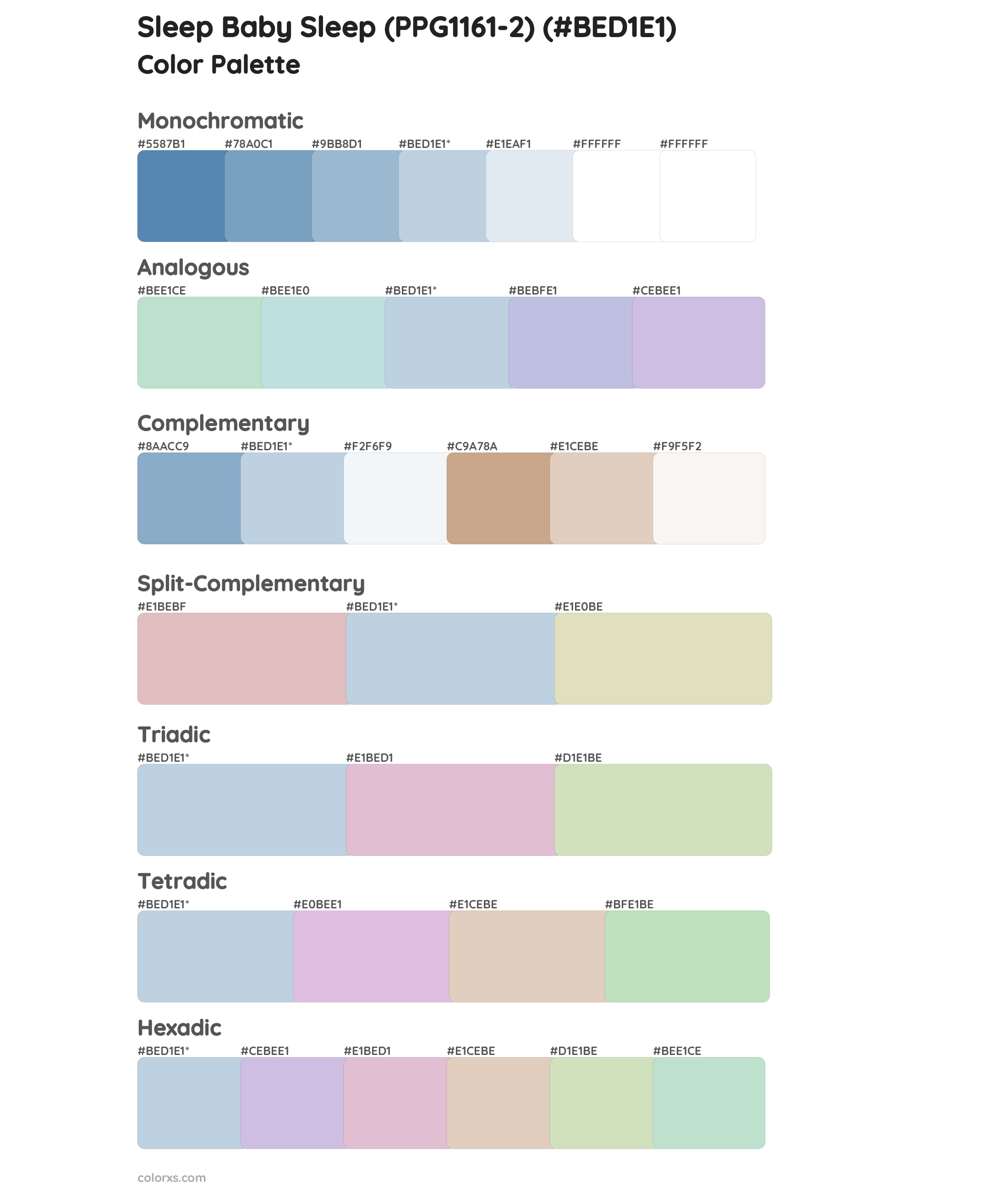 Sleep Baby Sleep (PPG1161-2) Color Scheme Palettes