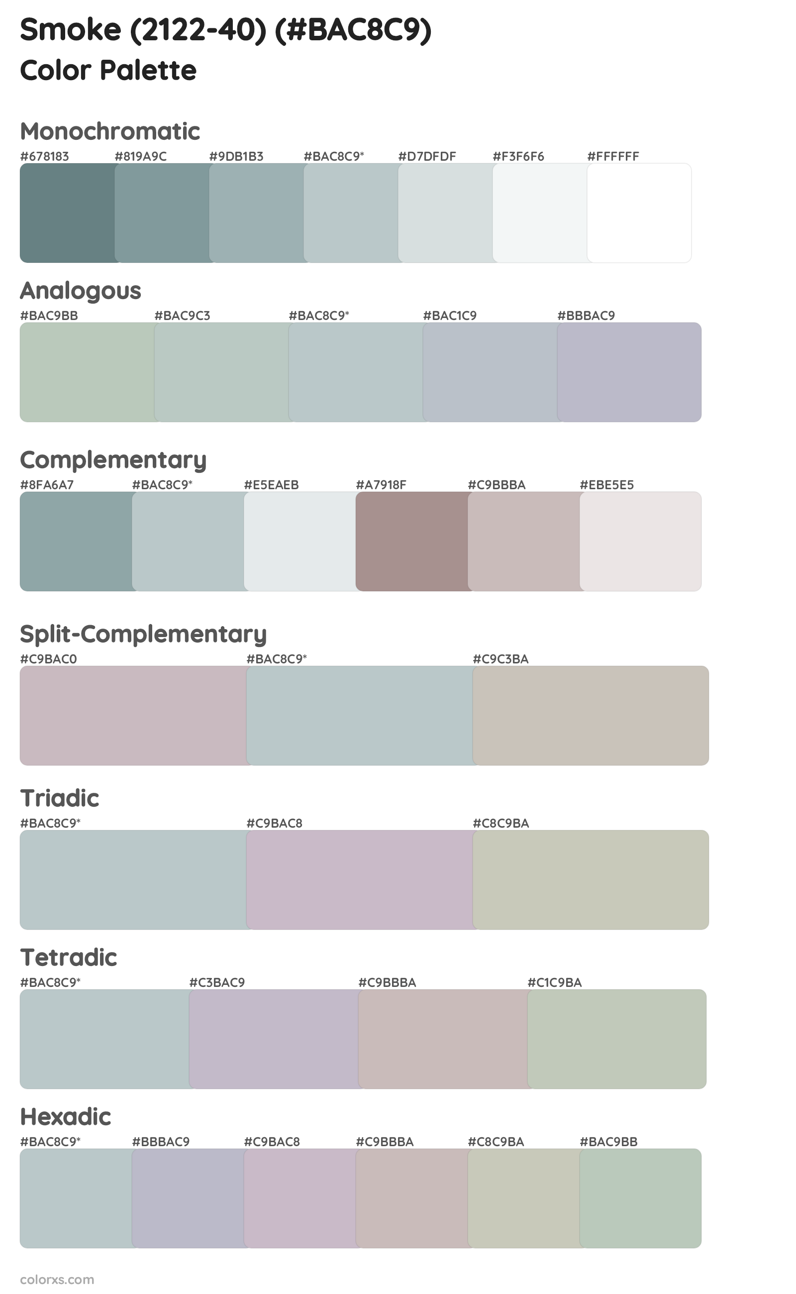Smoke (2122-40) Color Scheme Palettes