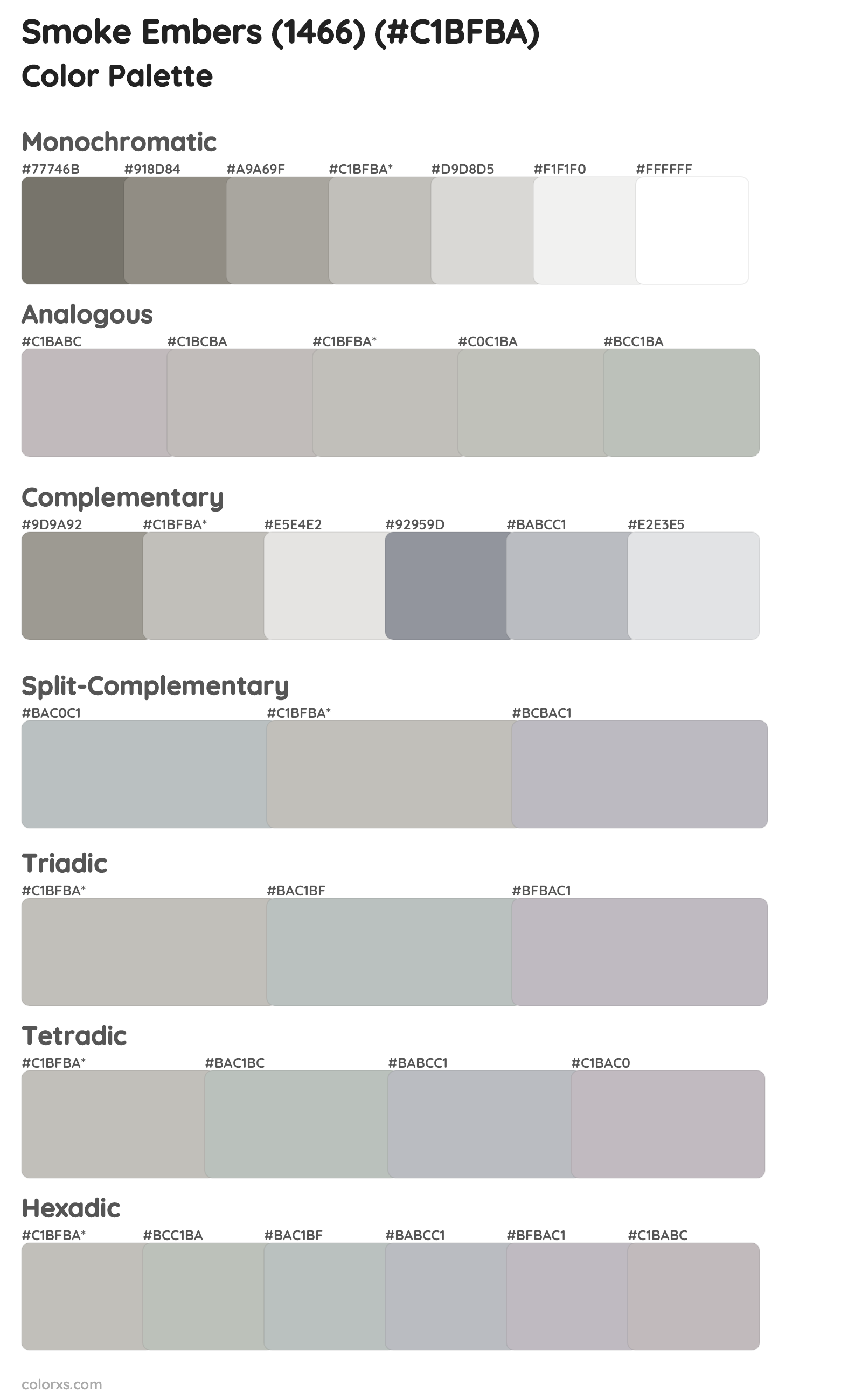Smoke Embers (1466) Color Scheme Palettes