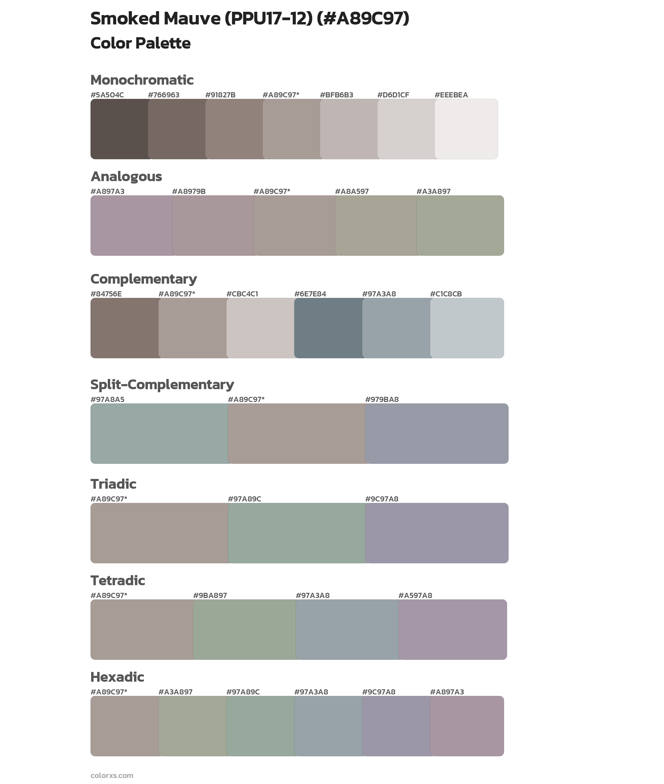 Smoked Mauve (PPU17-12) Color Scheme Palettes