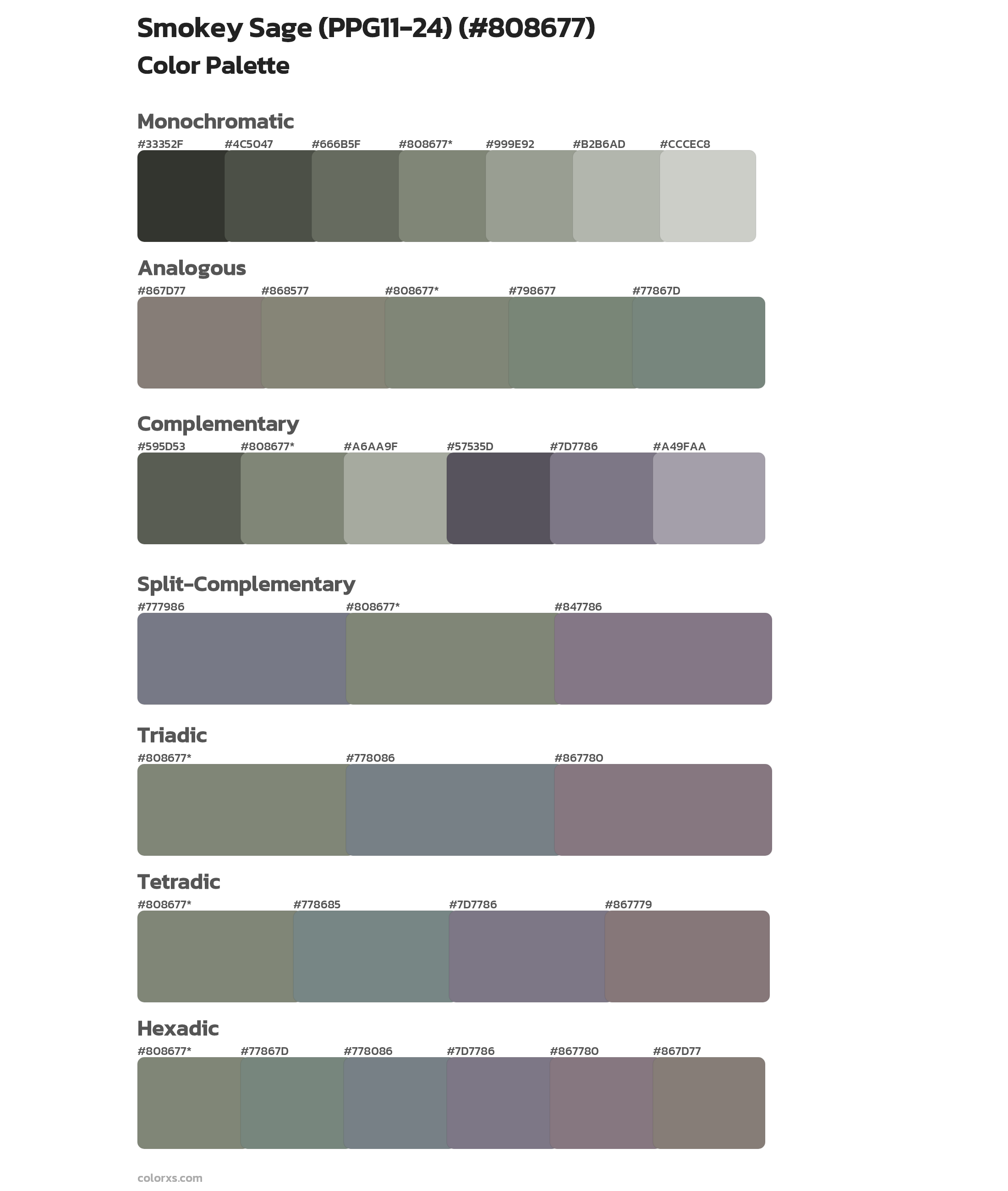 Smokey Sage (PPG11-24) Color Scheme Palettes