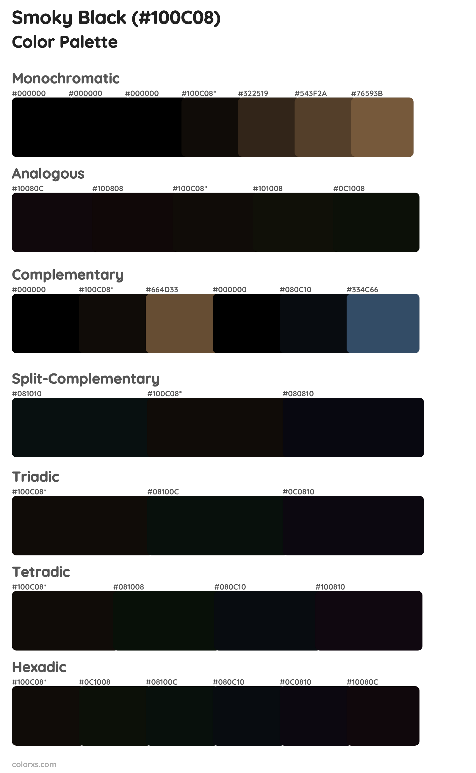 Smoky Black Color Scheme Palettes