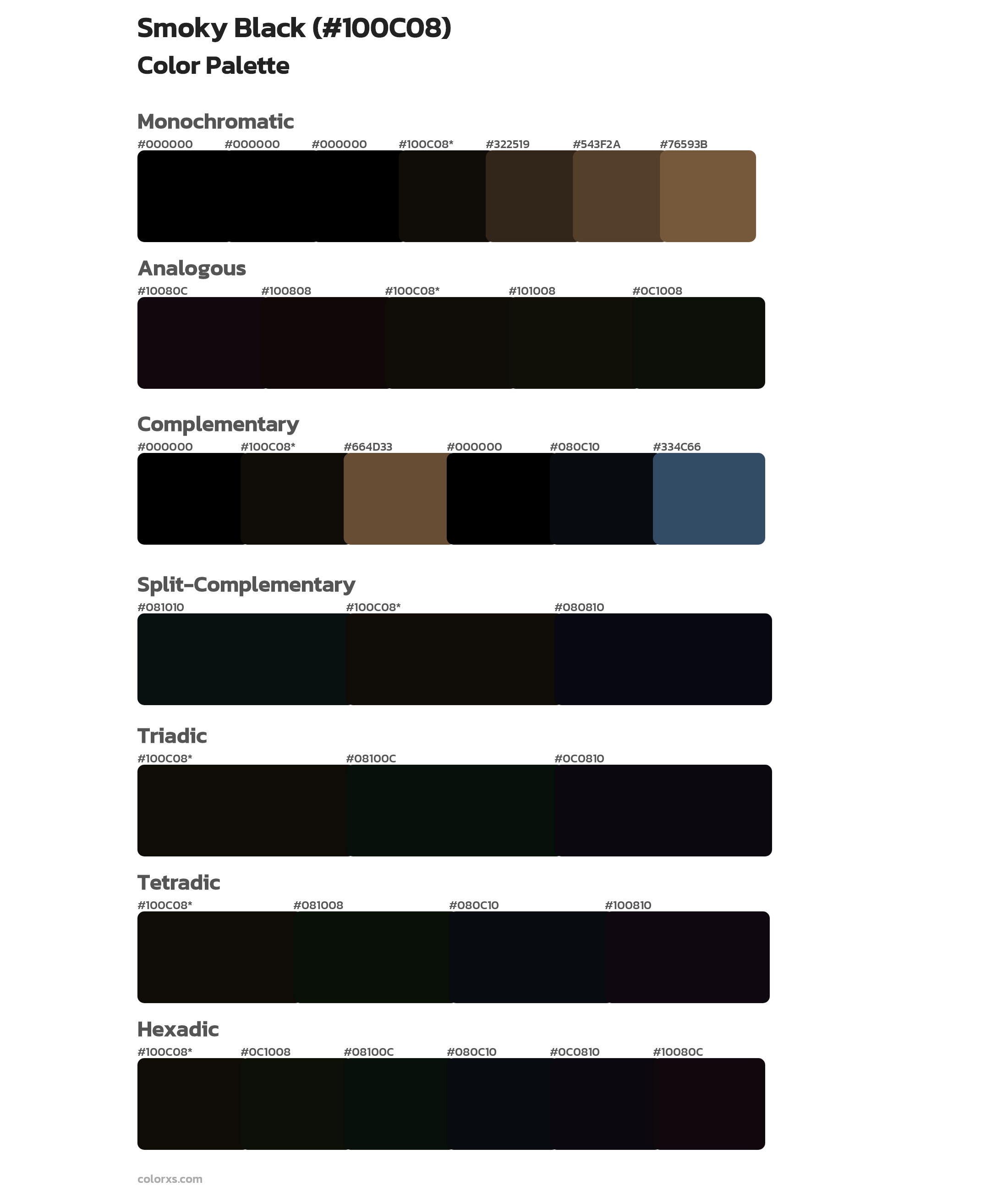 Smoky Black Color Scheme Palettes