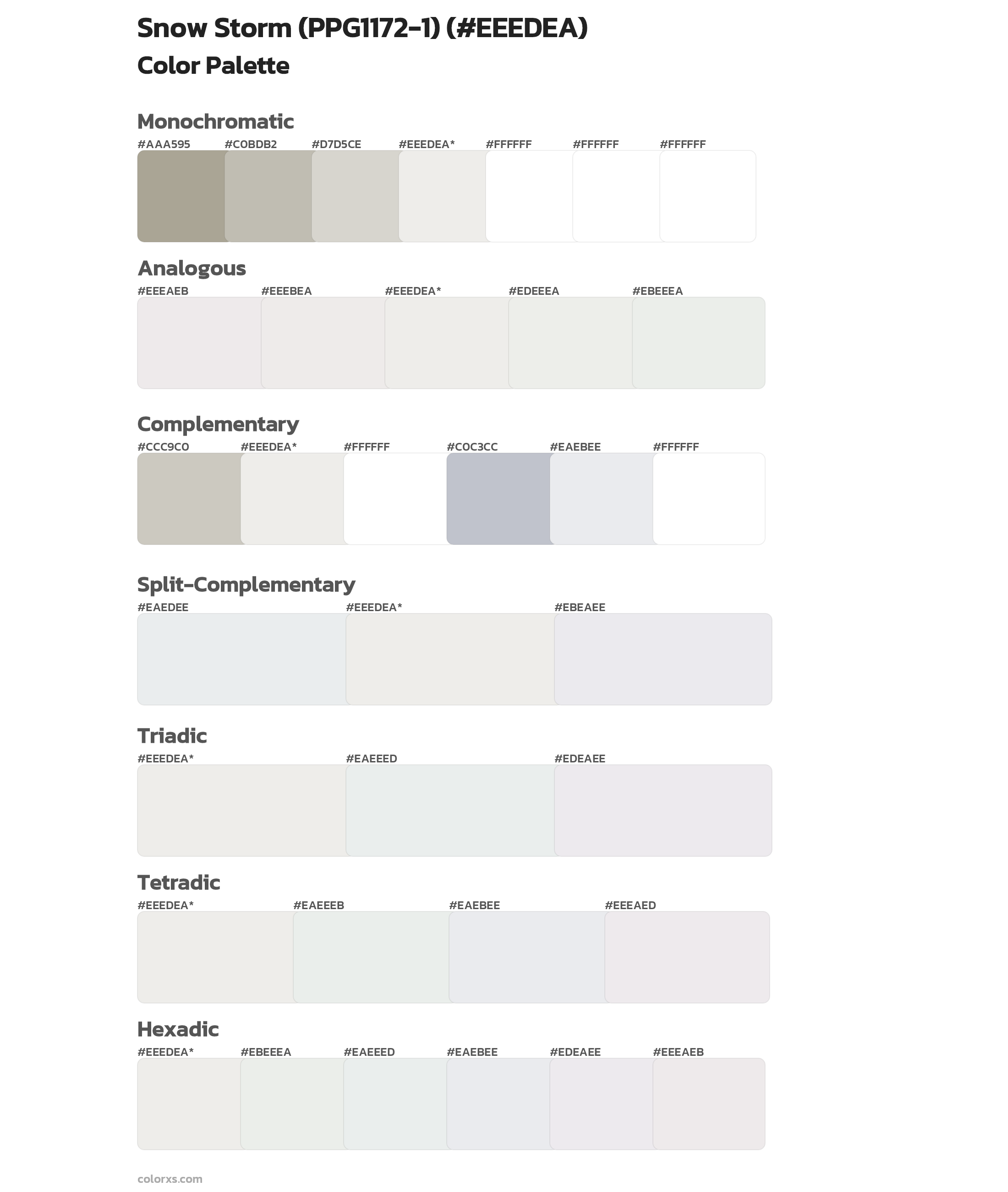 Snow Storm (PPG1172-1) Color Scheme Palettes