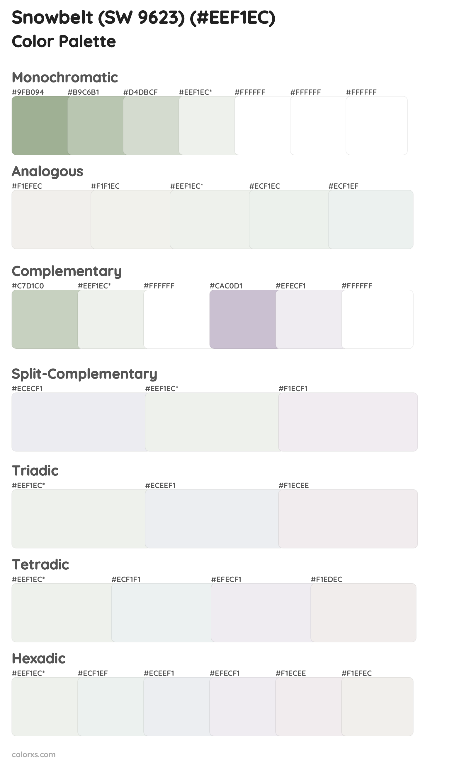 Snowbelt (SW 9623) Color Scheme Palettes
