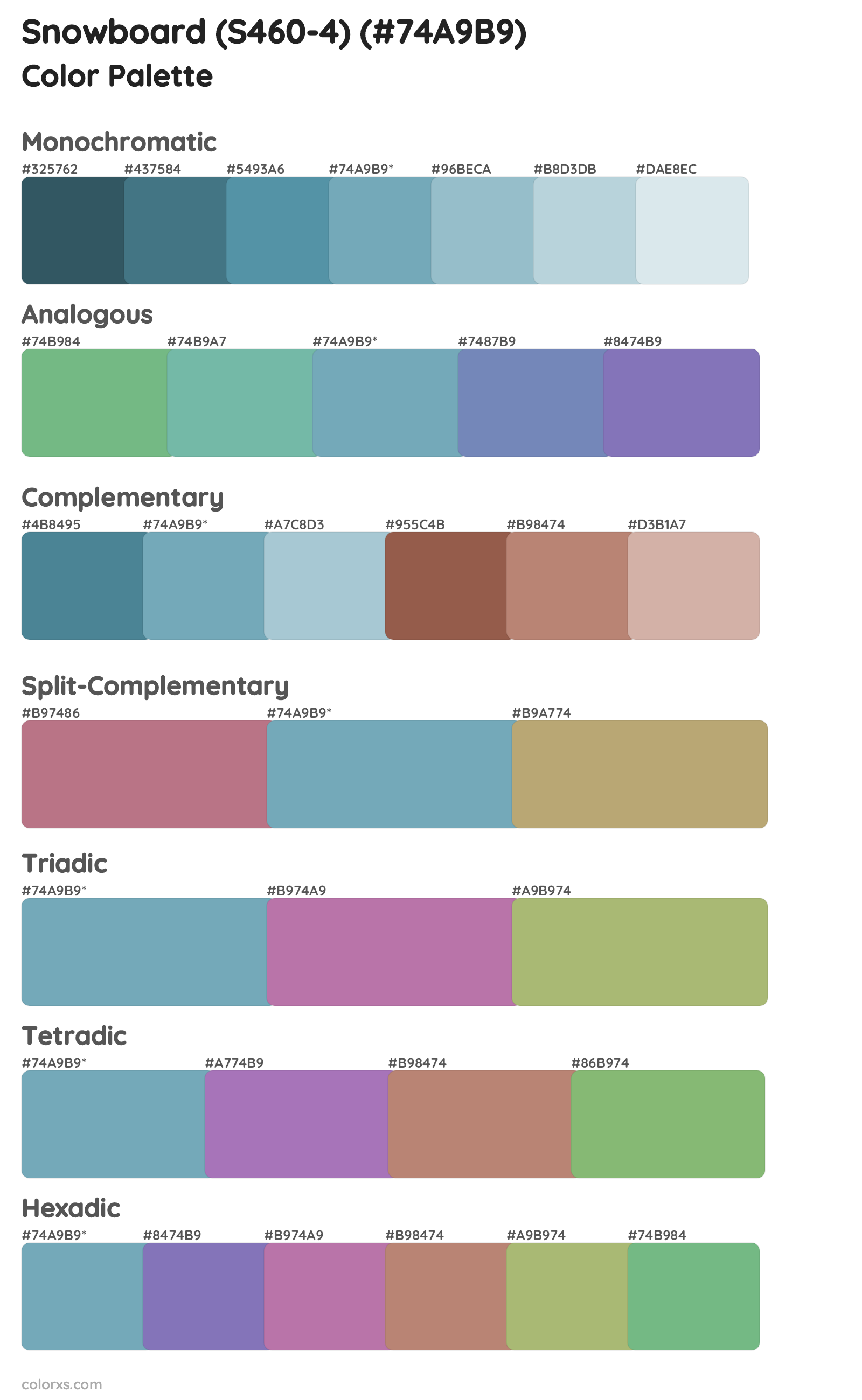 Snowboard (S460-4) Color Scheme Palettes
