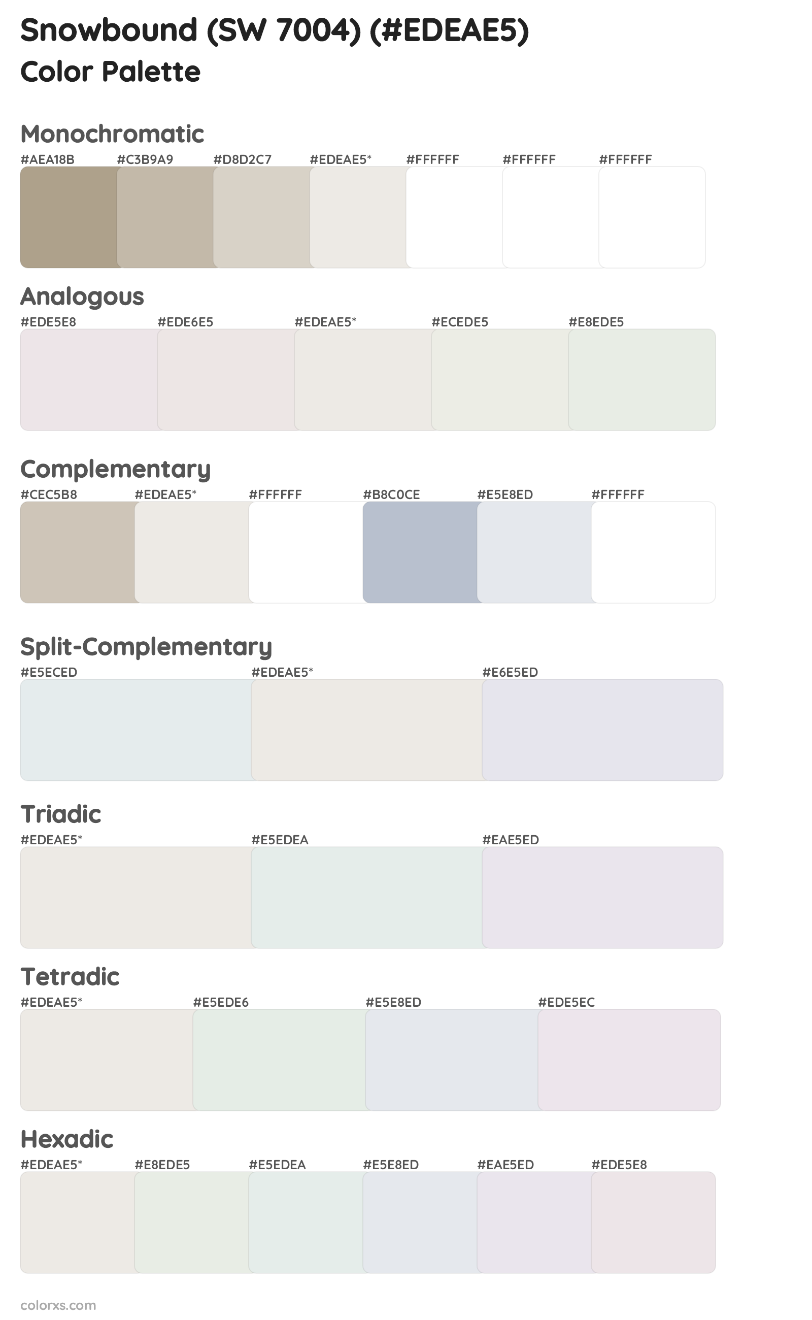 Snowbound (SW 7004) Color Scheme Palettes