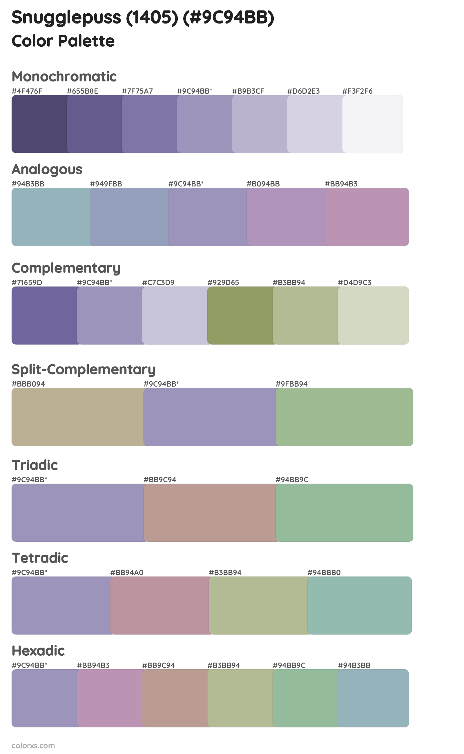 Snugglepuss (1405) Color Scheme Palettes