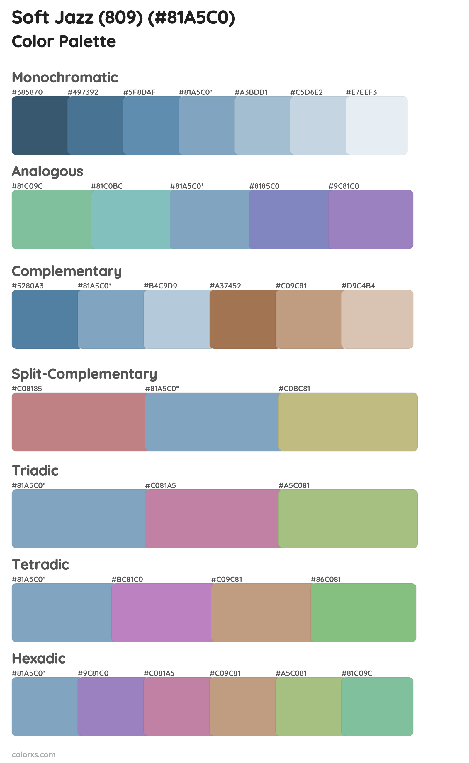 Soft Jazz (809) Color Scheme Palettes
