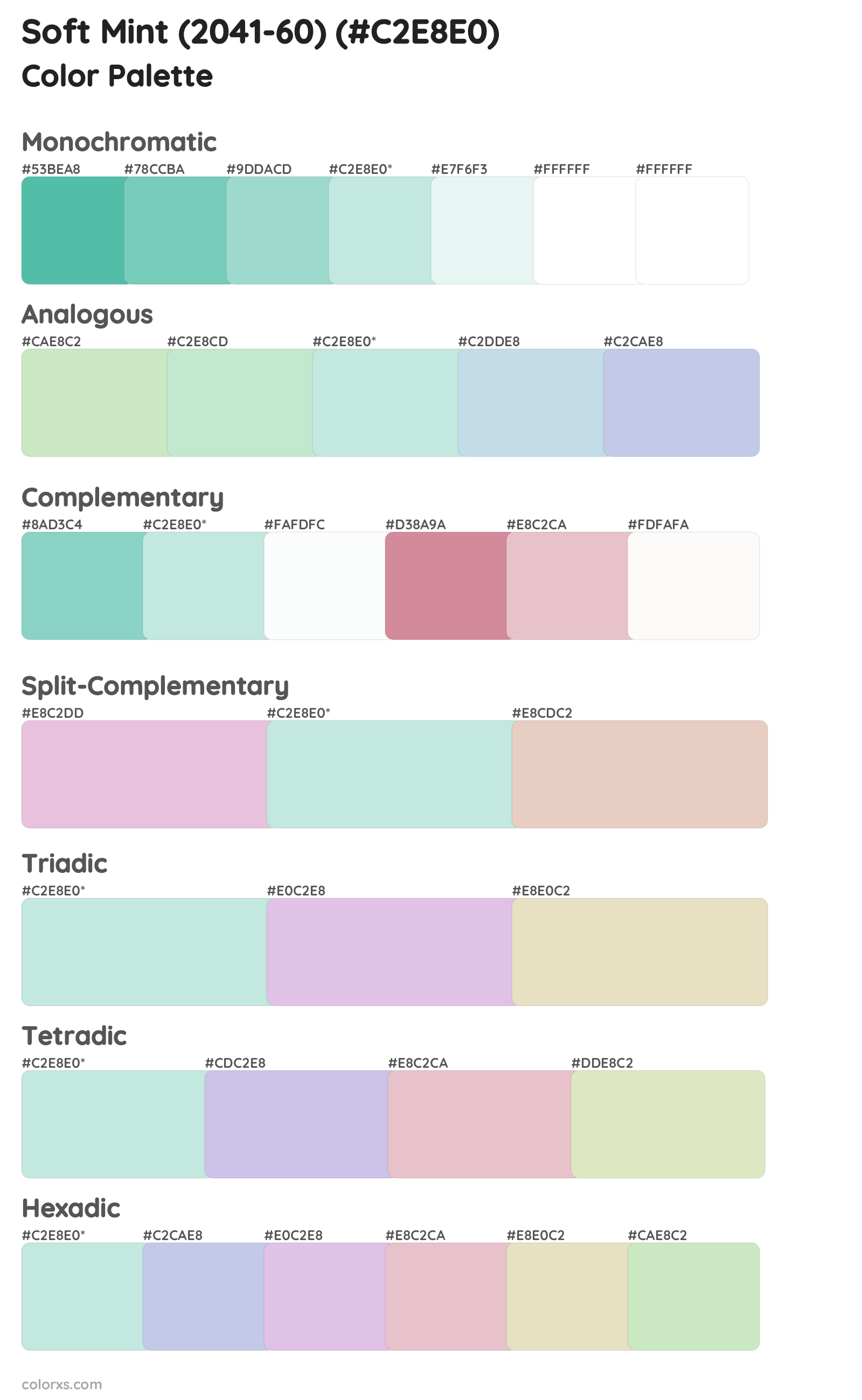 Soft Mint (2041-60) Color Scheme Palettes