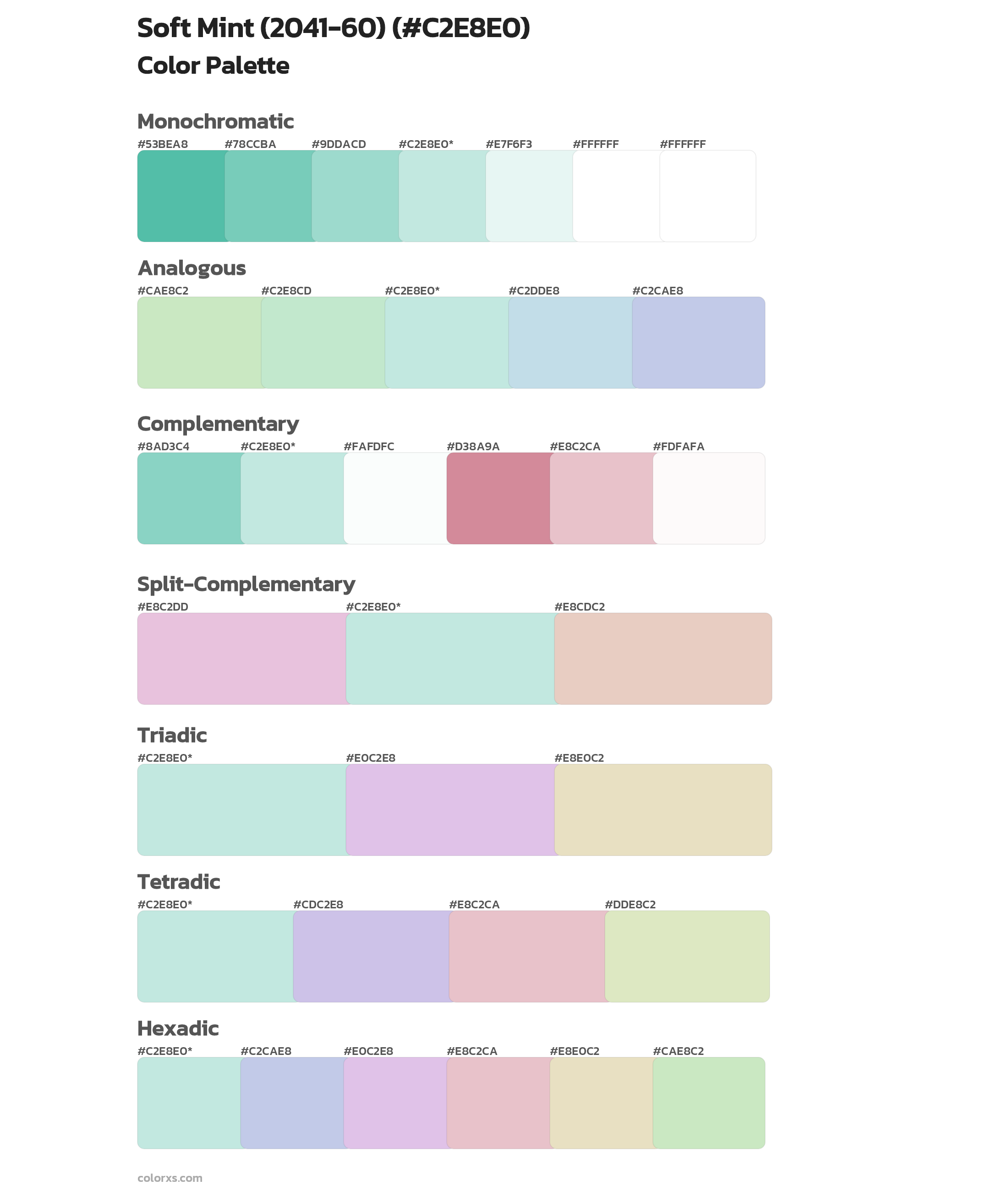 Soft Mint (2041-60) Color Scheme Palettes