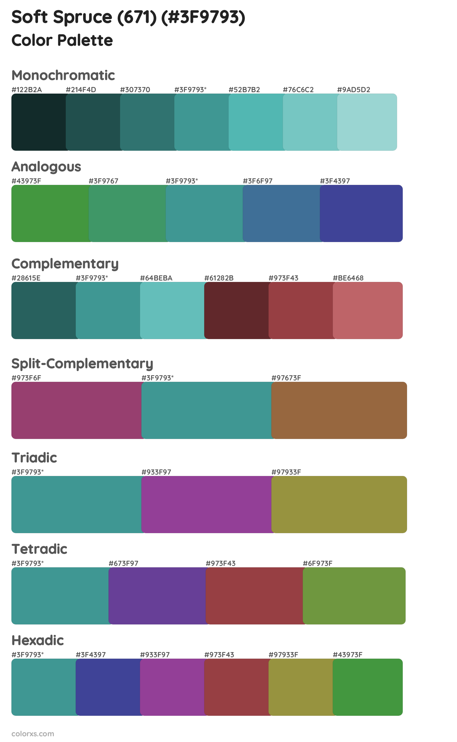 Soft Spruce (671) Color Scheme Palettes