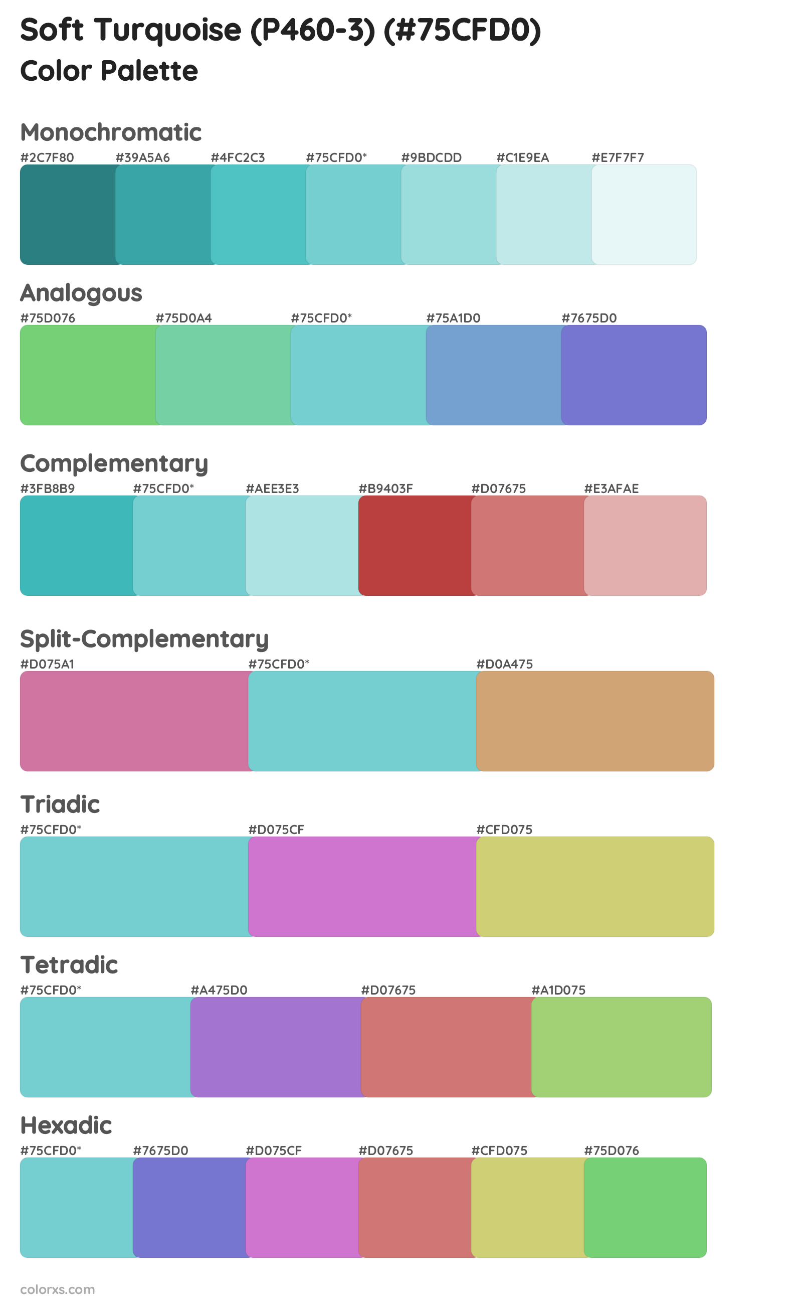 Soft Turquoise (P460-3) Color Scheme Palettes