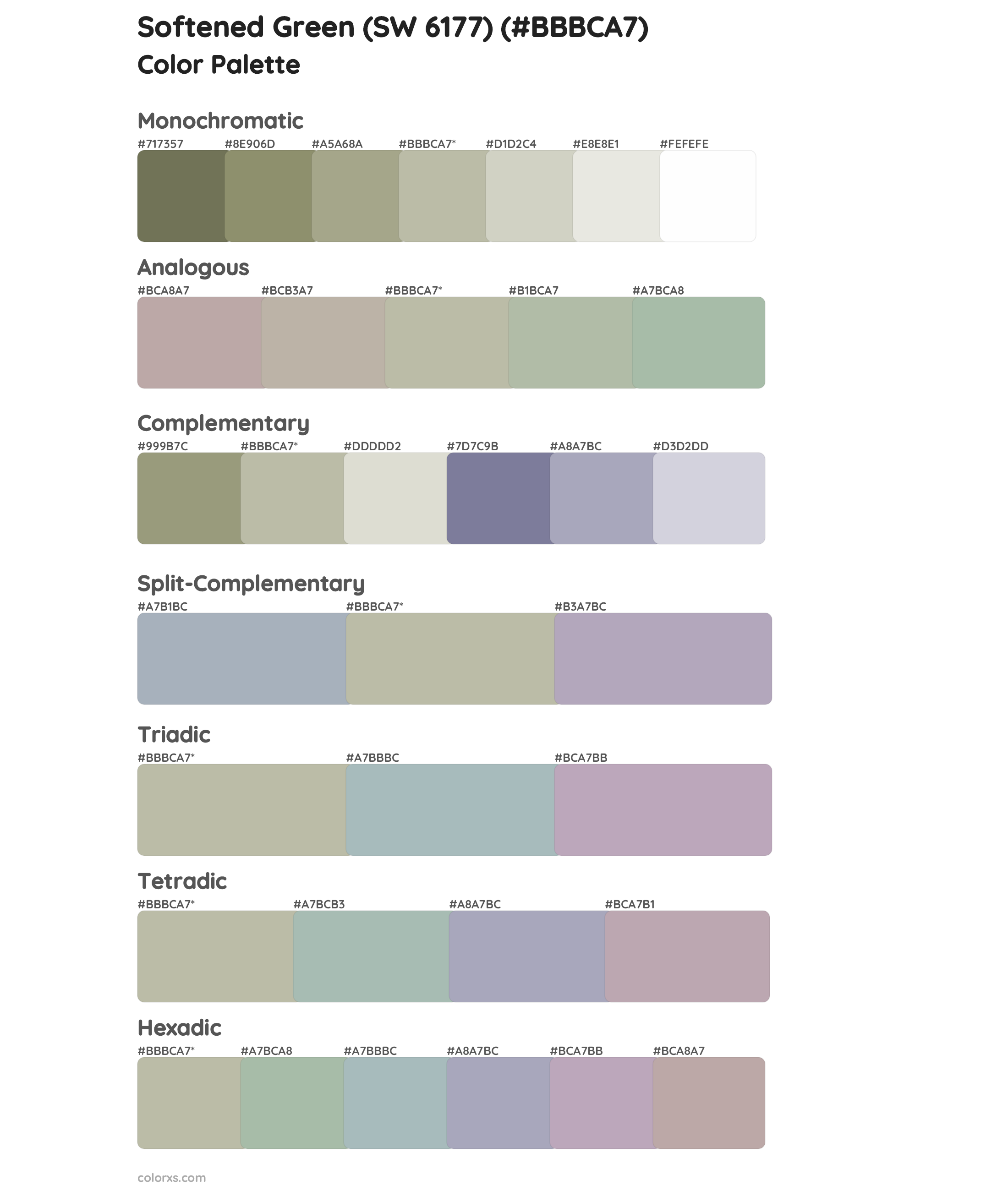Softened Green (SW 6177) Color Scheme Palettes
