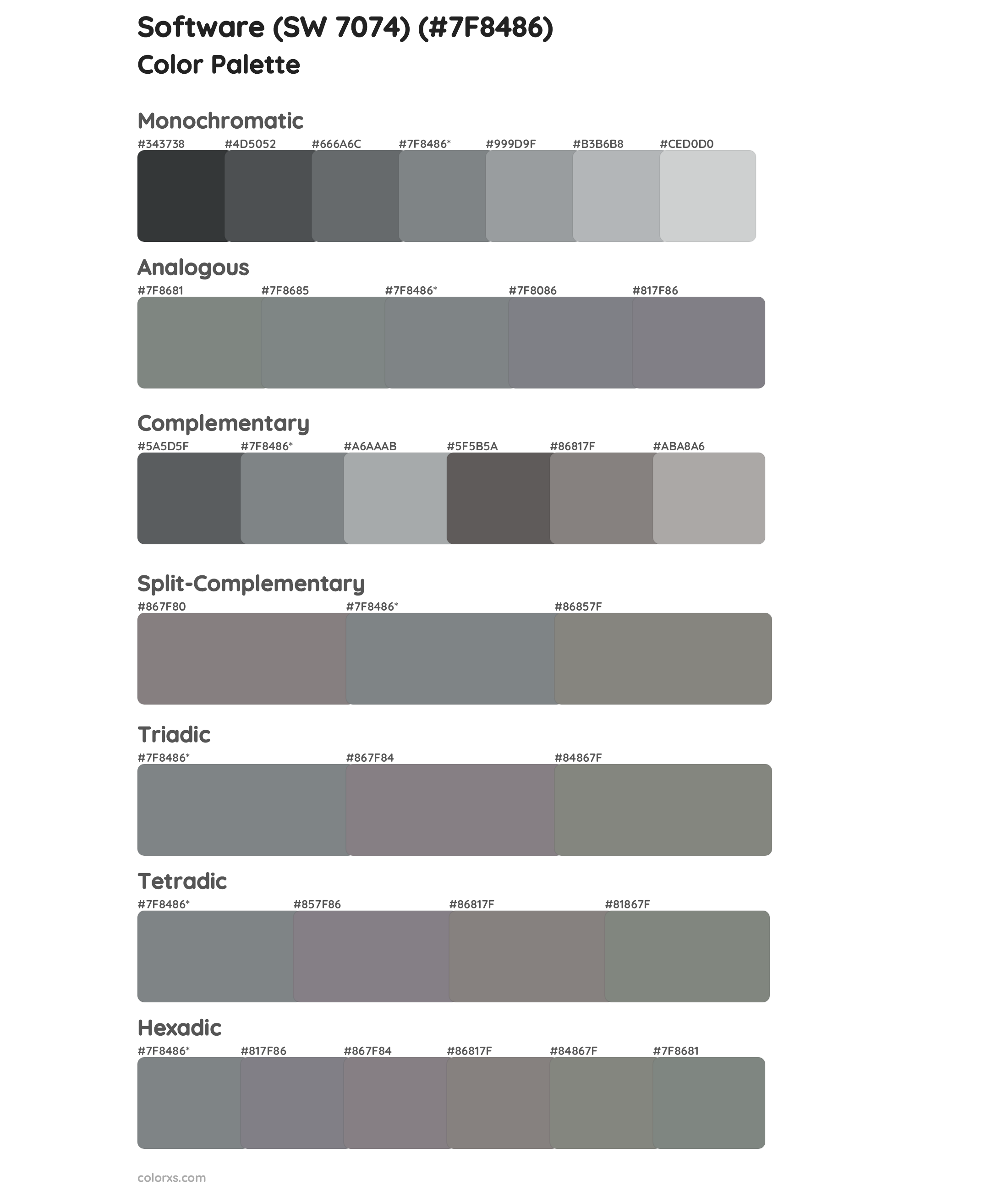 Software (SW 7074) Color Scheme Palettes