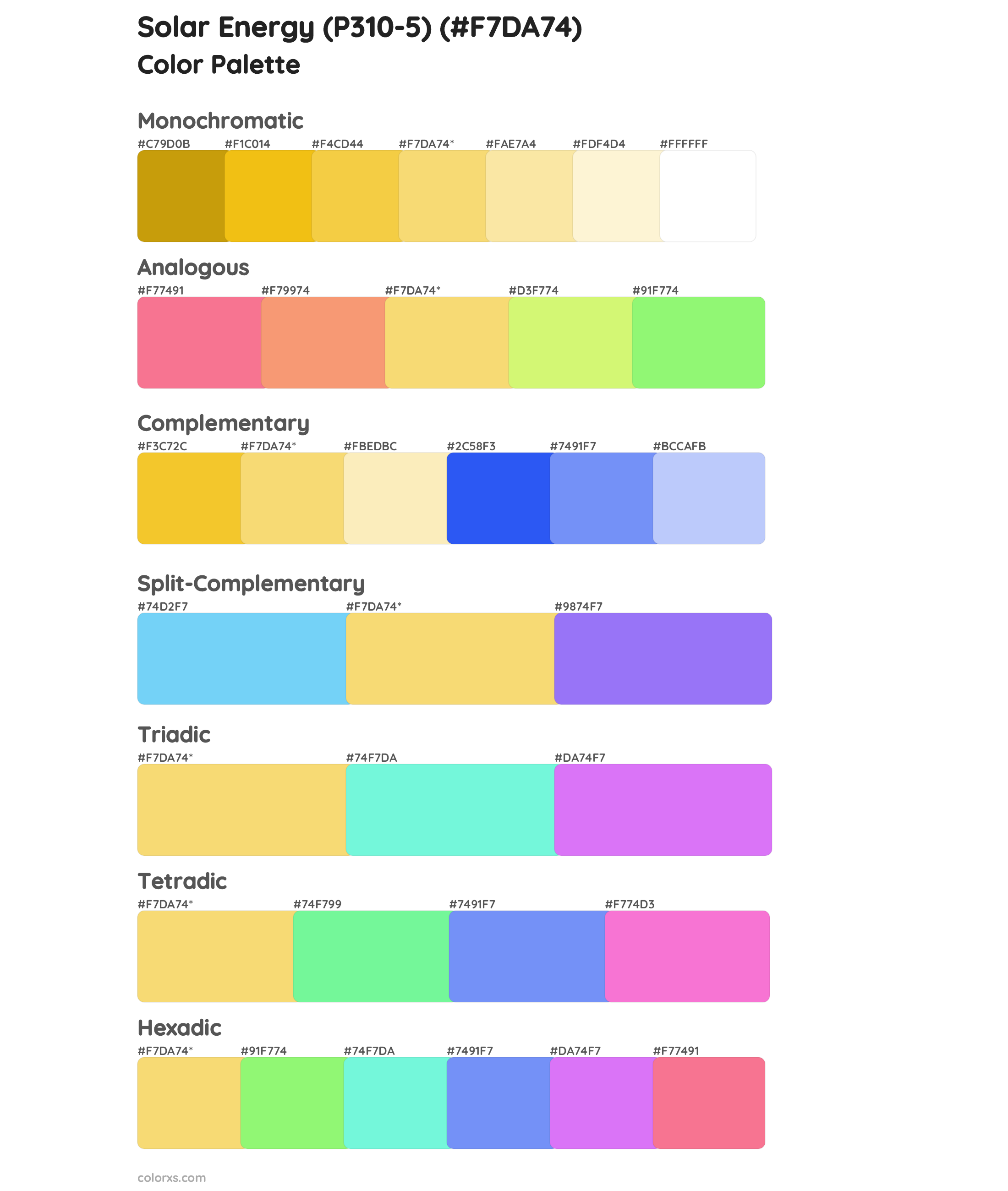 Solar Energy (P310-5) Color Scheme Palettes