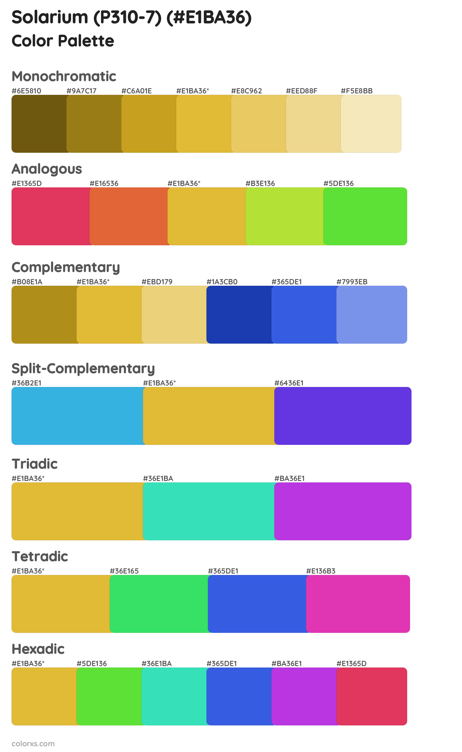 Solarium (P310-7) Color Scheme Palettes