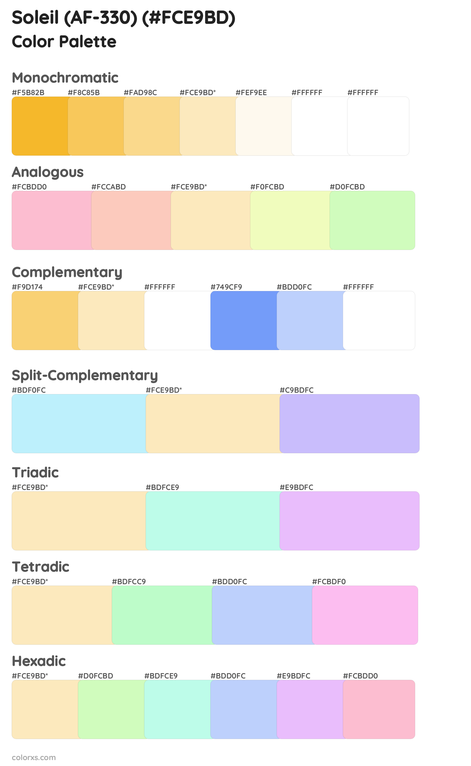 Soleil (AF-330) Color Scheme Palettes