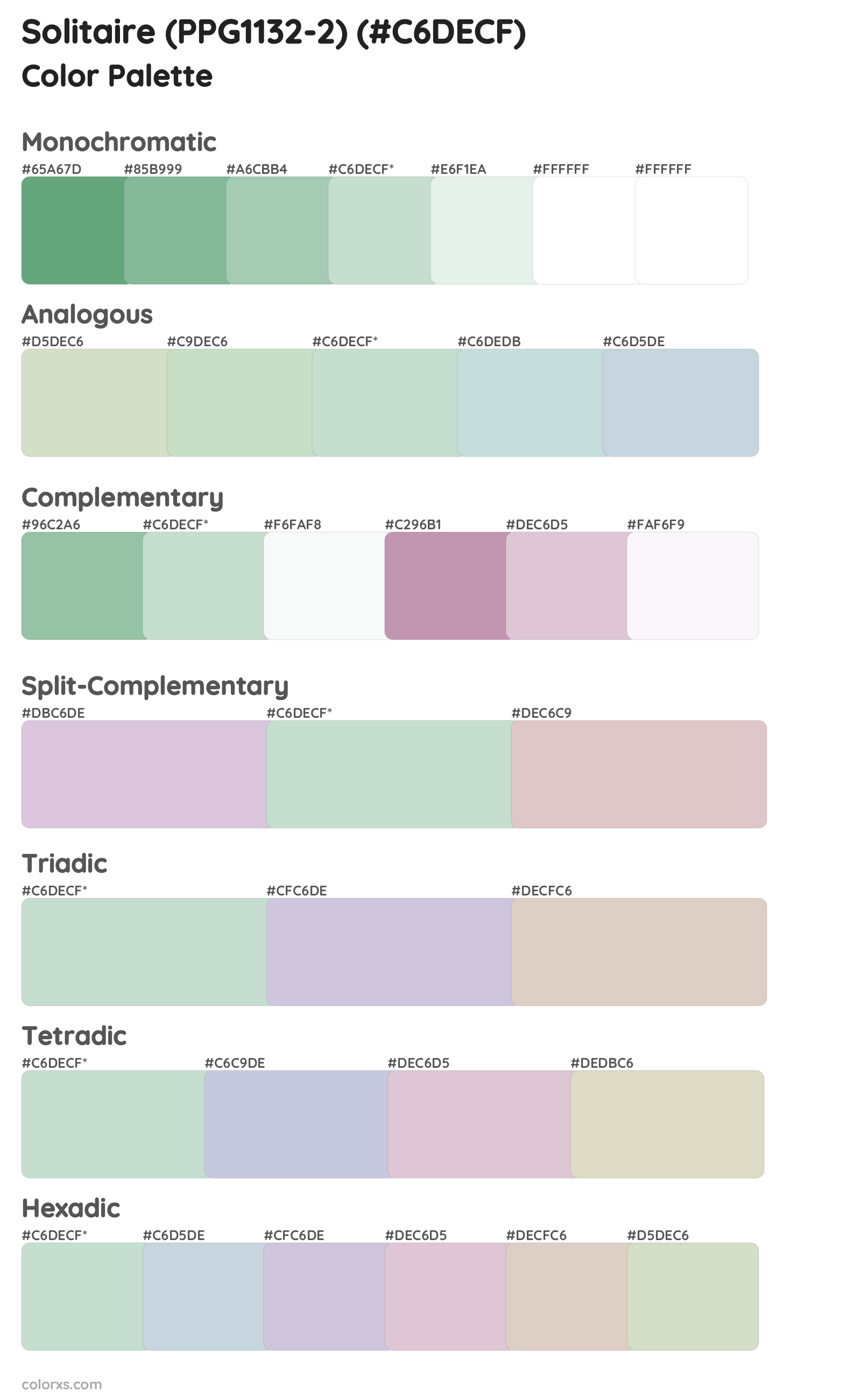 Solitaire (PPG1132-2) Color Scheme Palettes