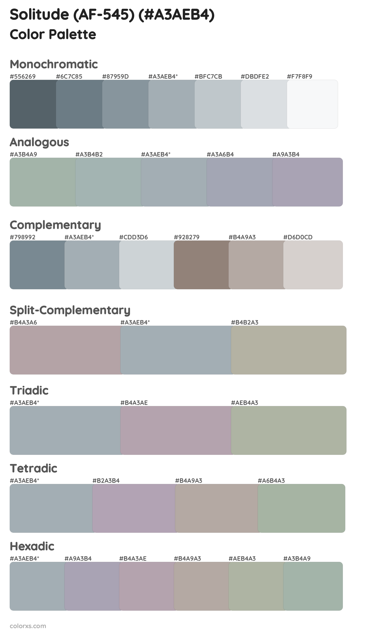 Solitude (AF-545) Color Scheme Palettes