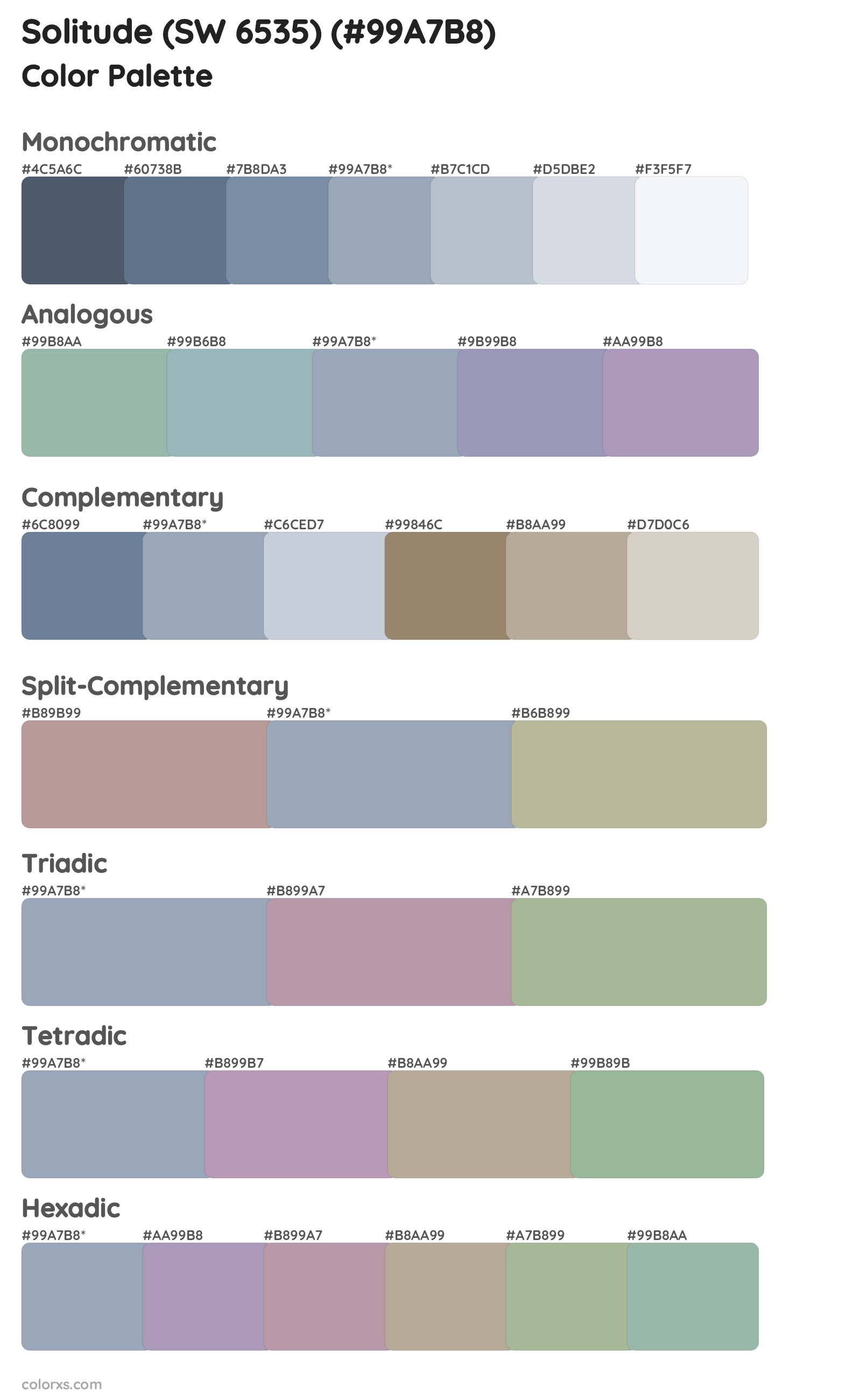 Solitude (SW 6535) Color Scheme Palettes