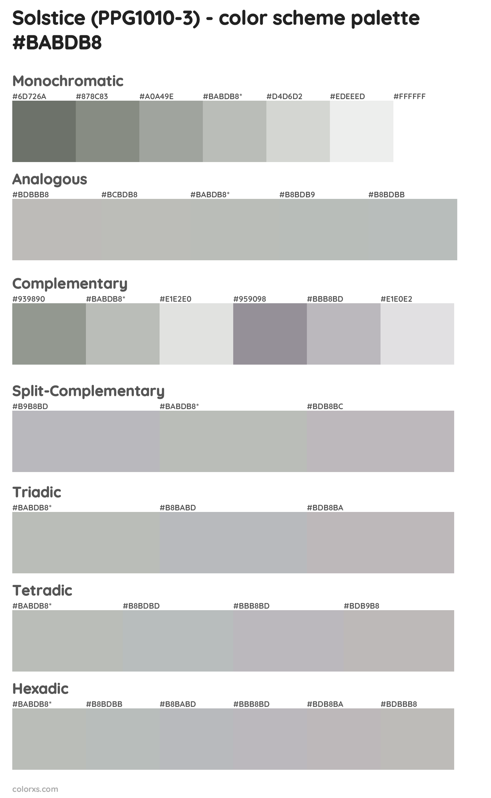 Solstice (PPG1010-3) Color Scheme Palettes