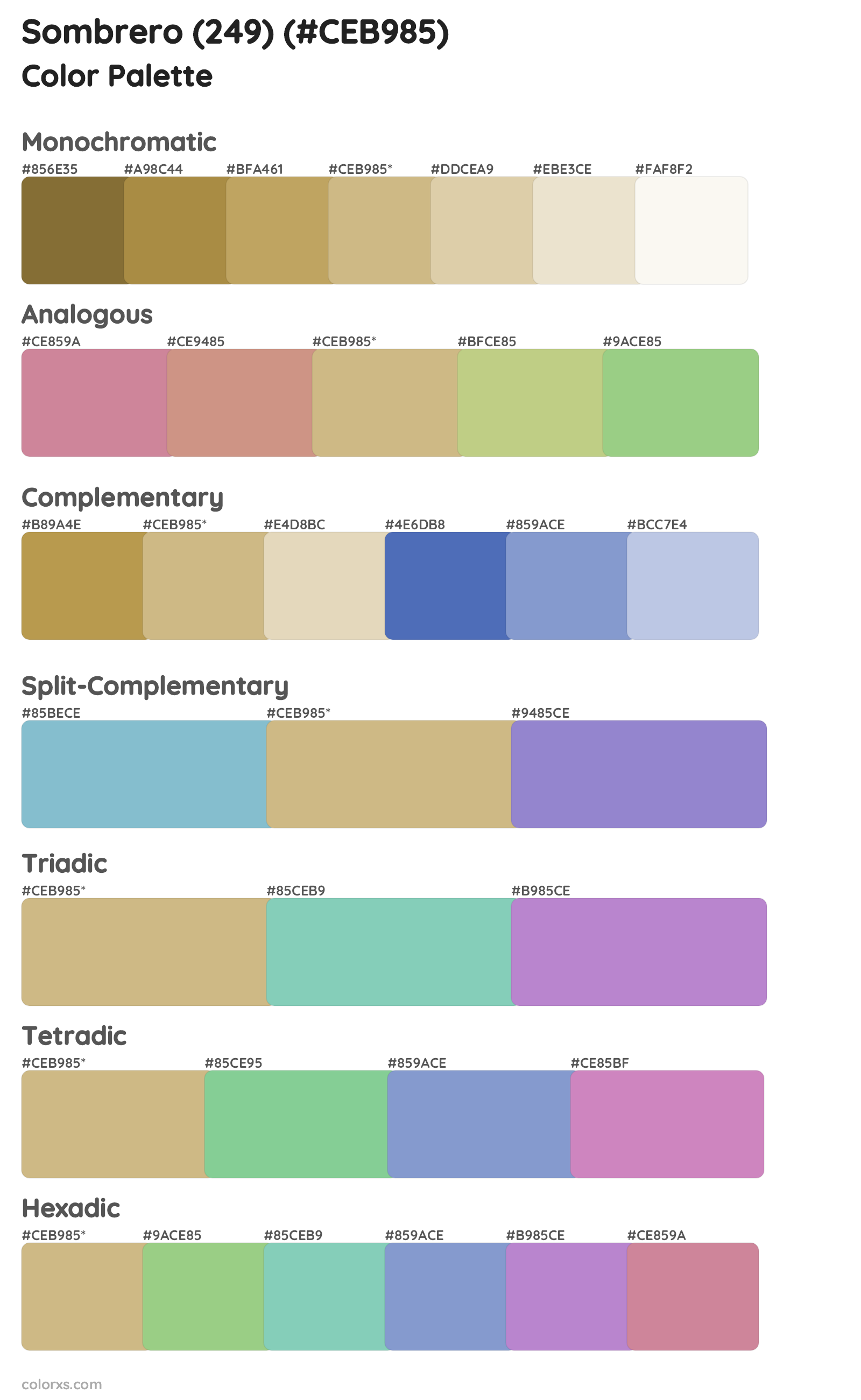 Sombrero (249) Color Scheme Palettes