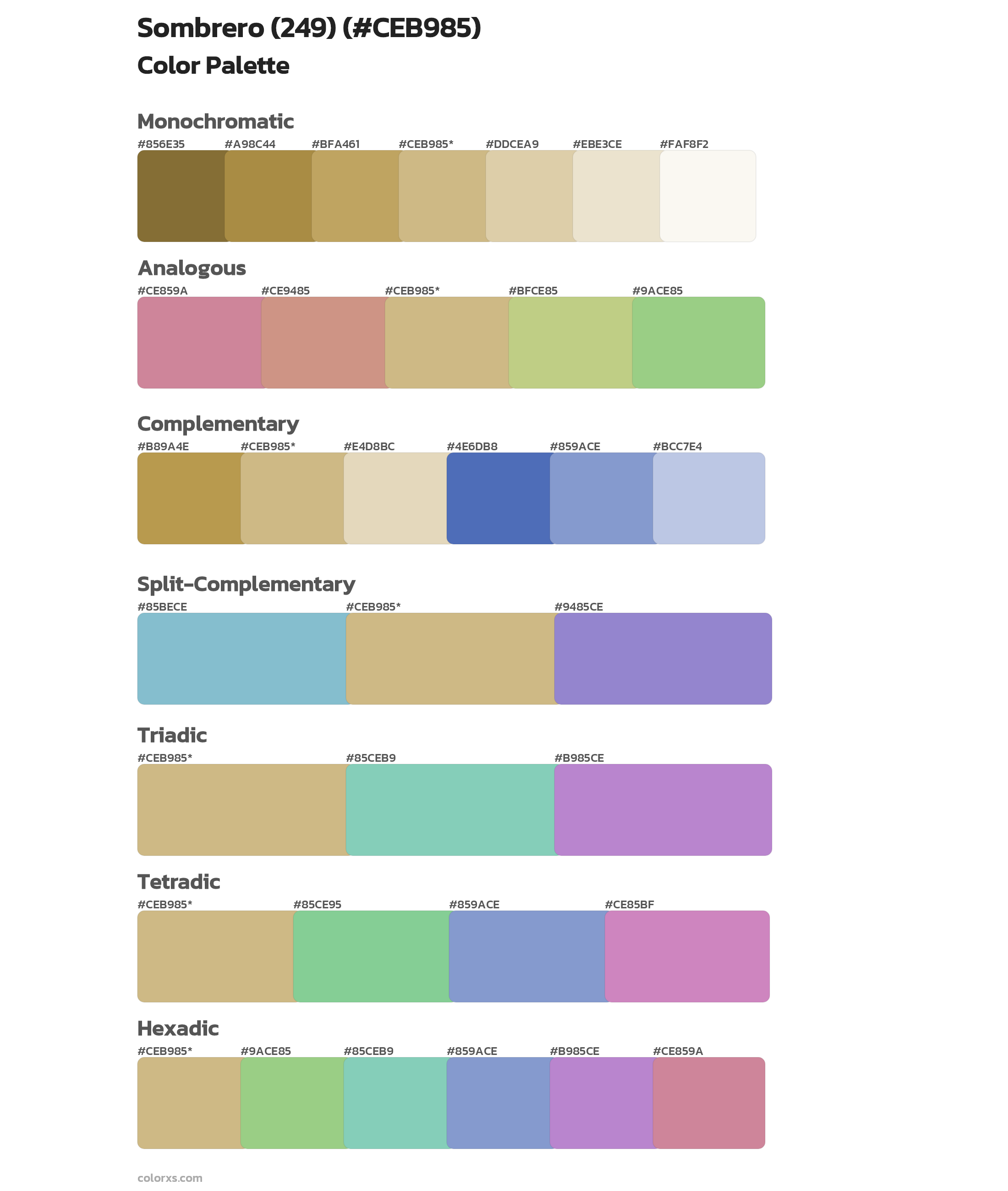Sombrero (249) Color Scheme Palettes