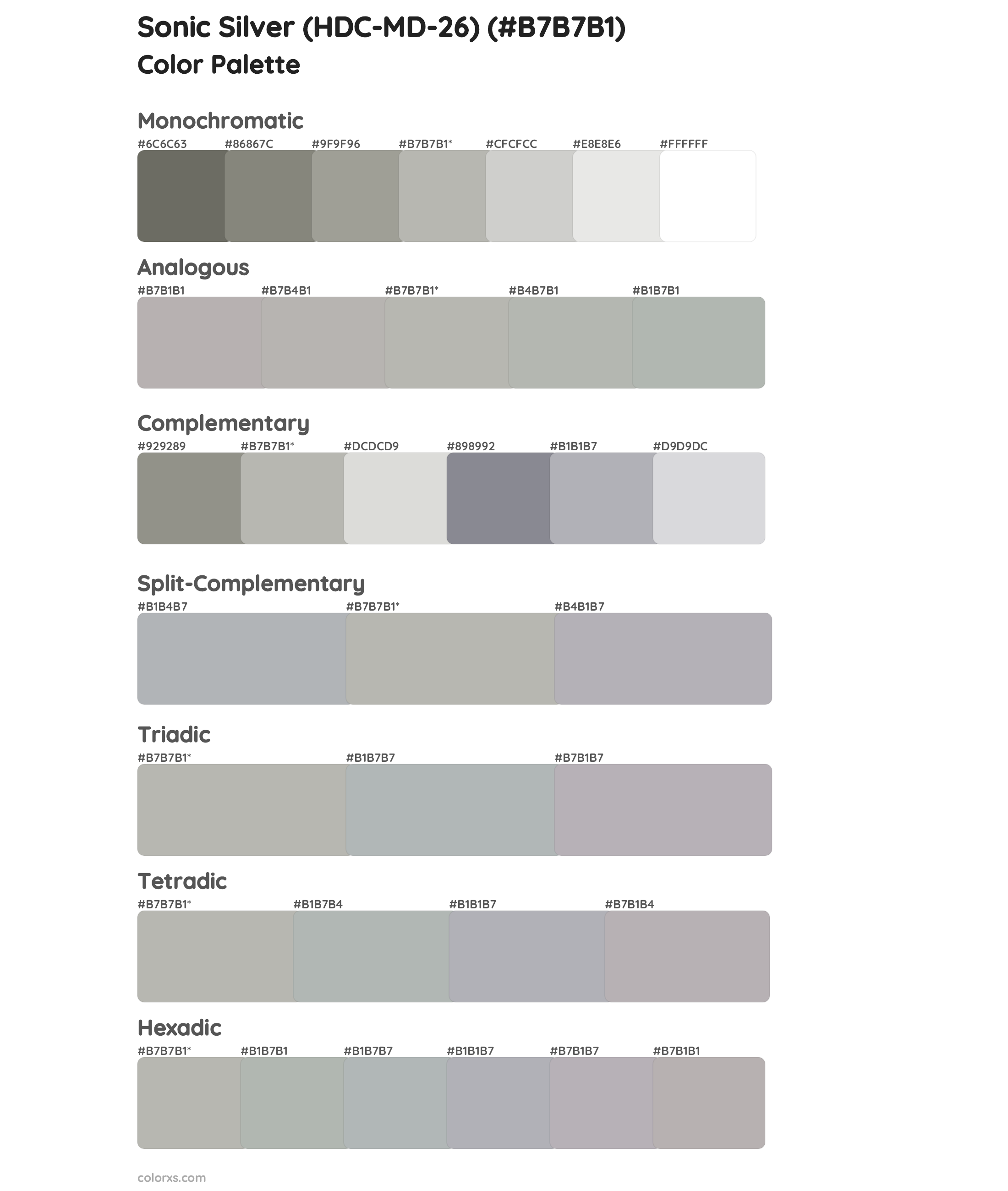 Sonic Silver (HDC-MD-26) Color Scheme Palettes