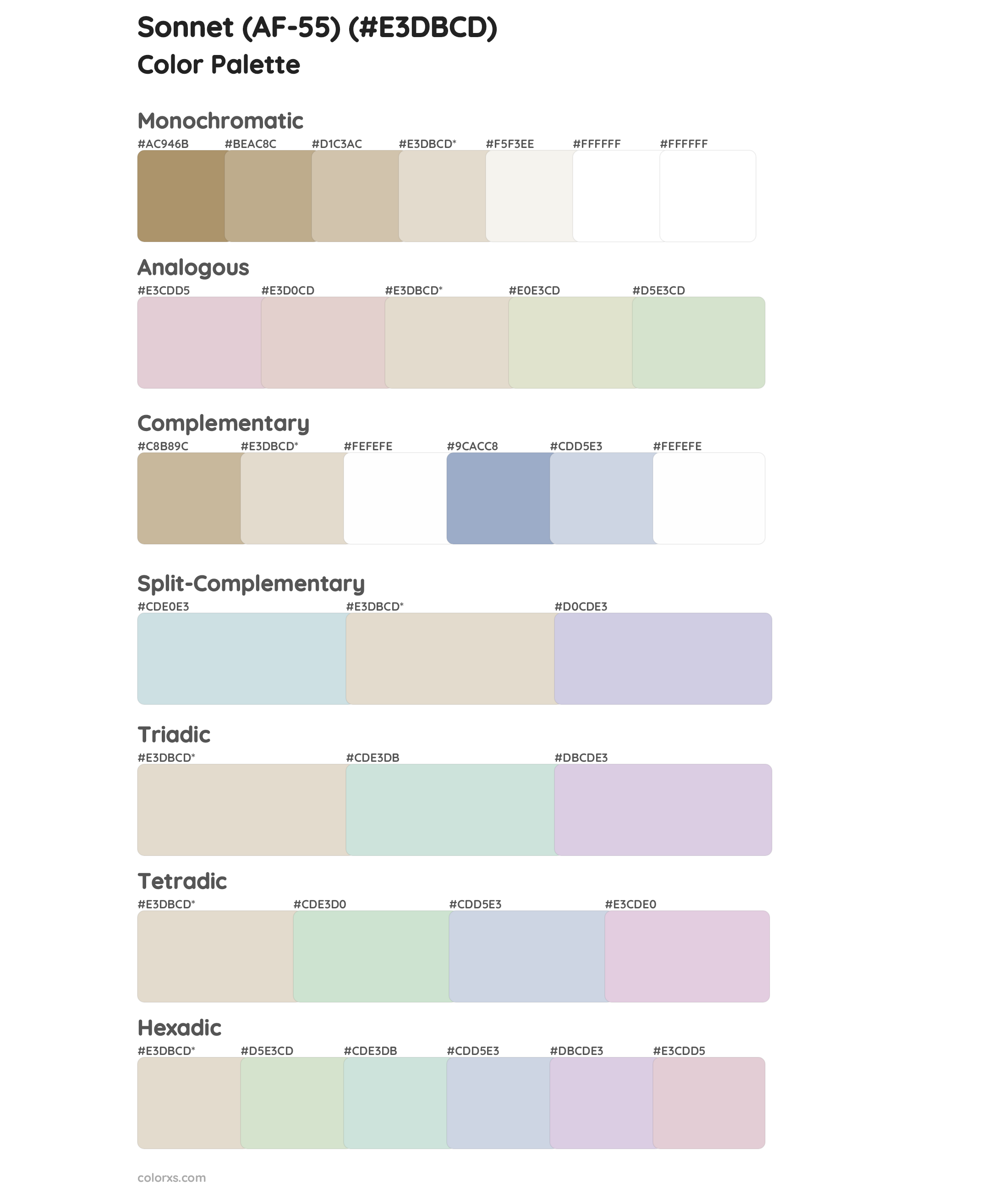 Sonnet (AF-55) Color Scheme Palettes