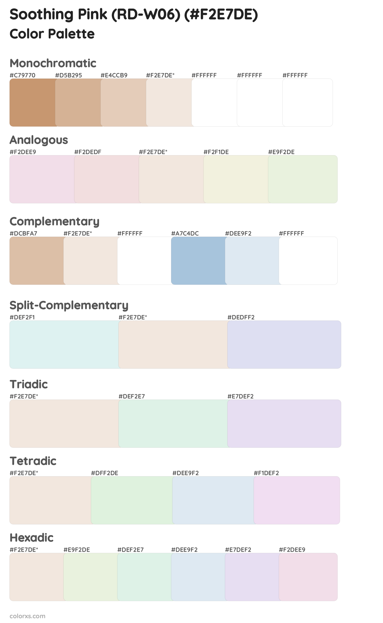 Soothing Pink (RD-W06) Color Scheme Palettes