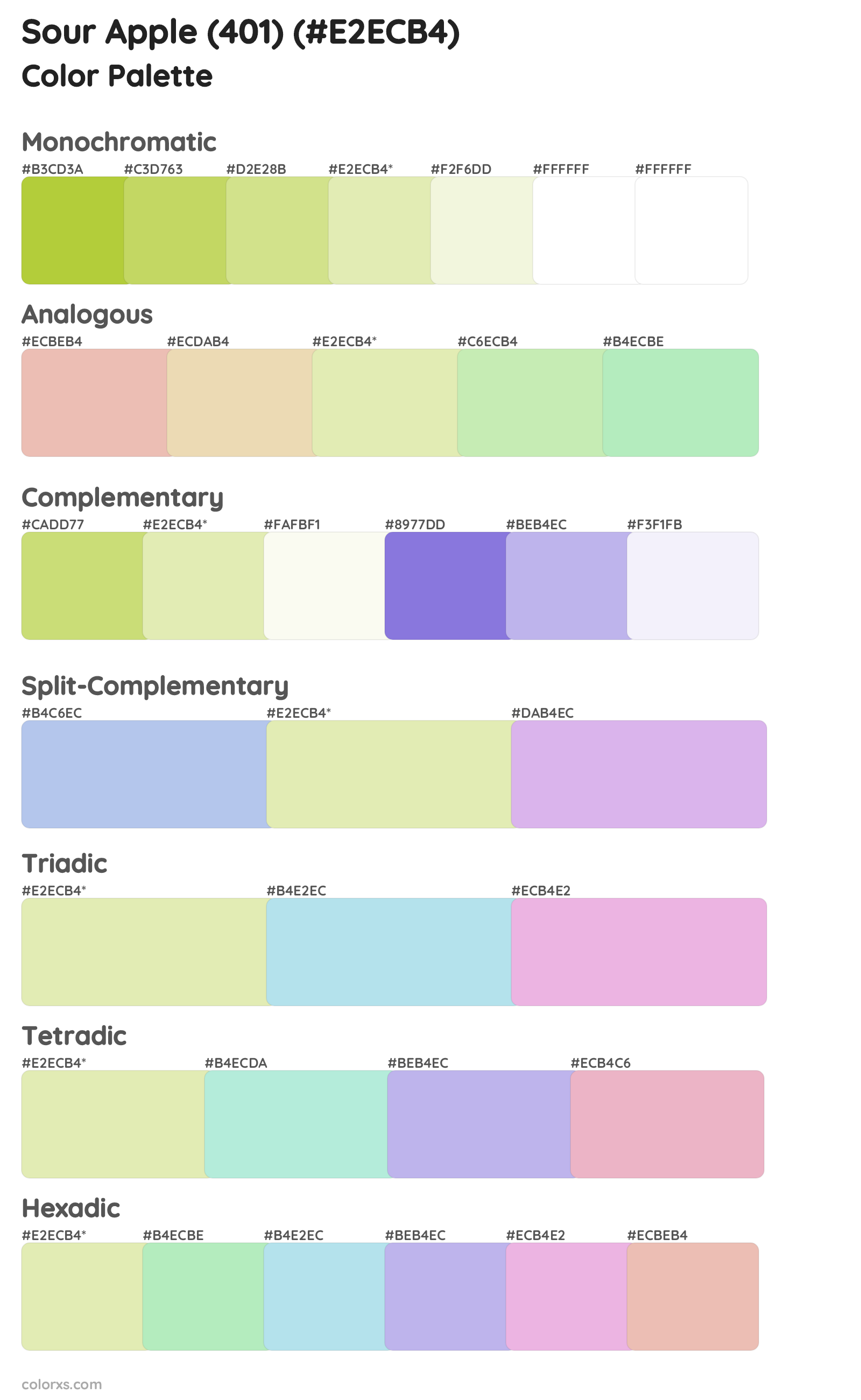 Sour Apple (401) Color Scheme Palettes