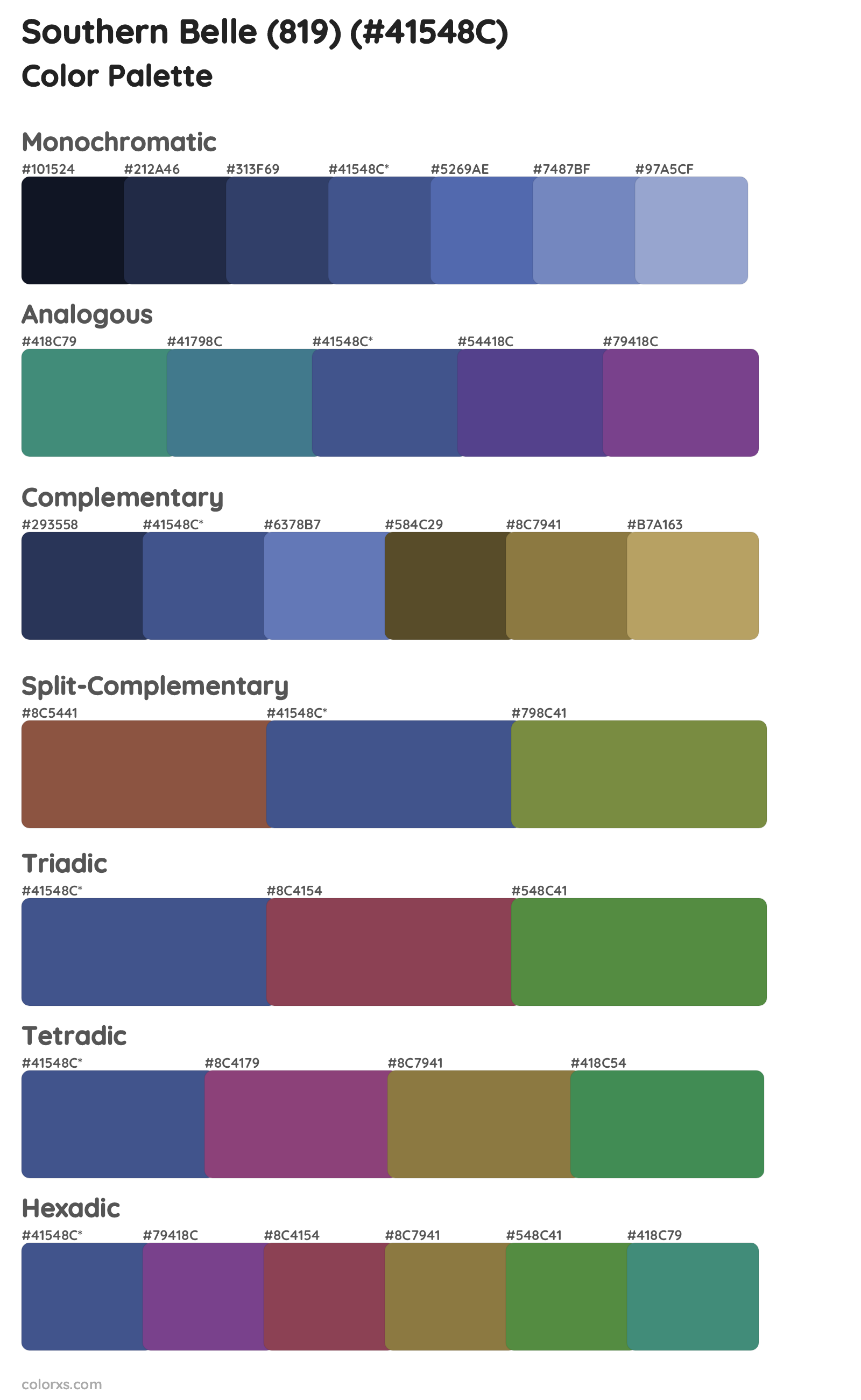 Southern Belle (819) Color Scheme Palettes