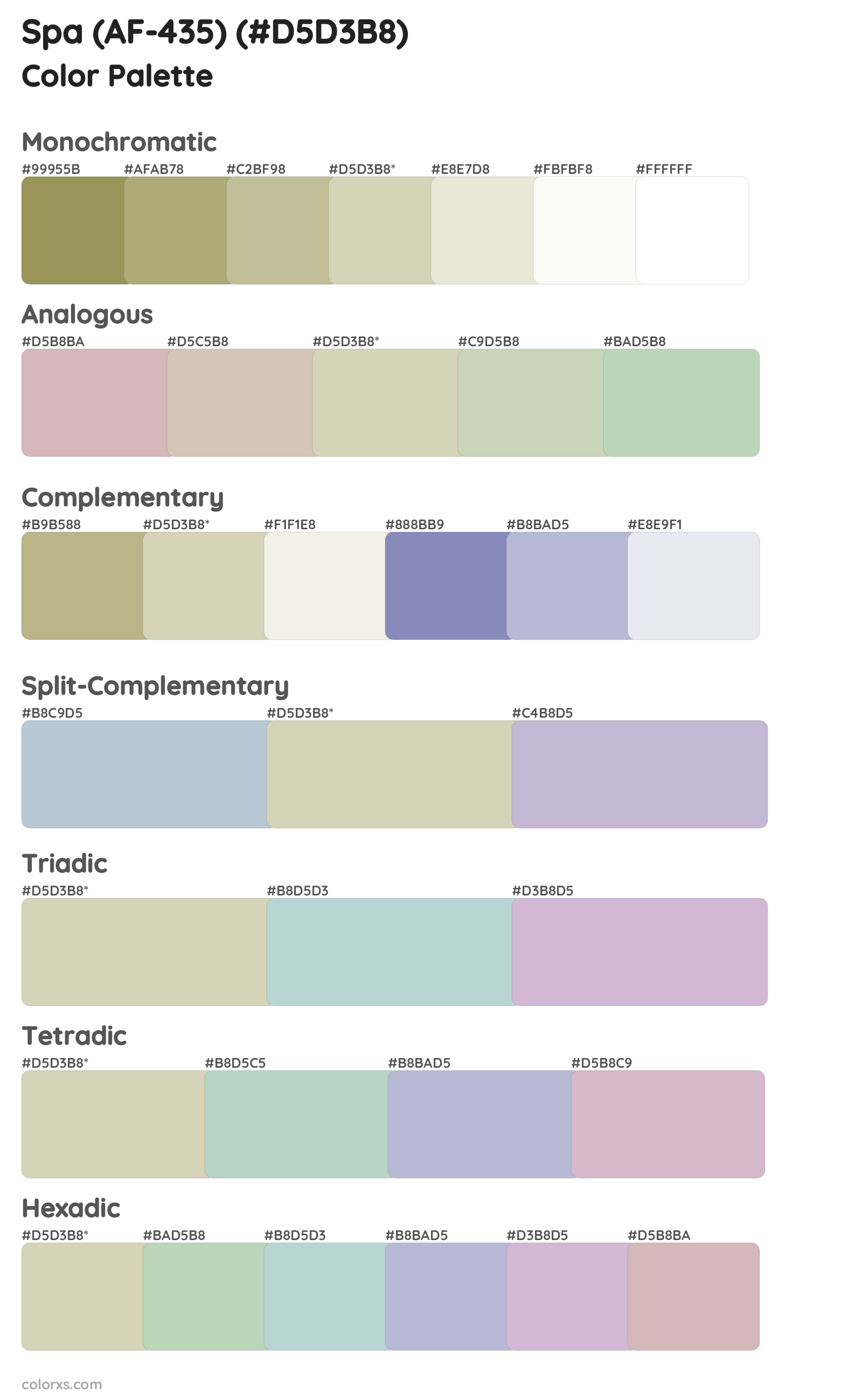 Spa (AF-435) Color Scheme Palettes