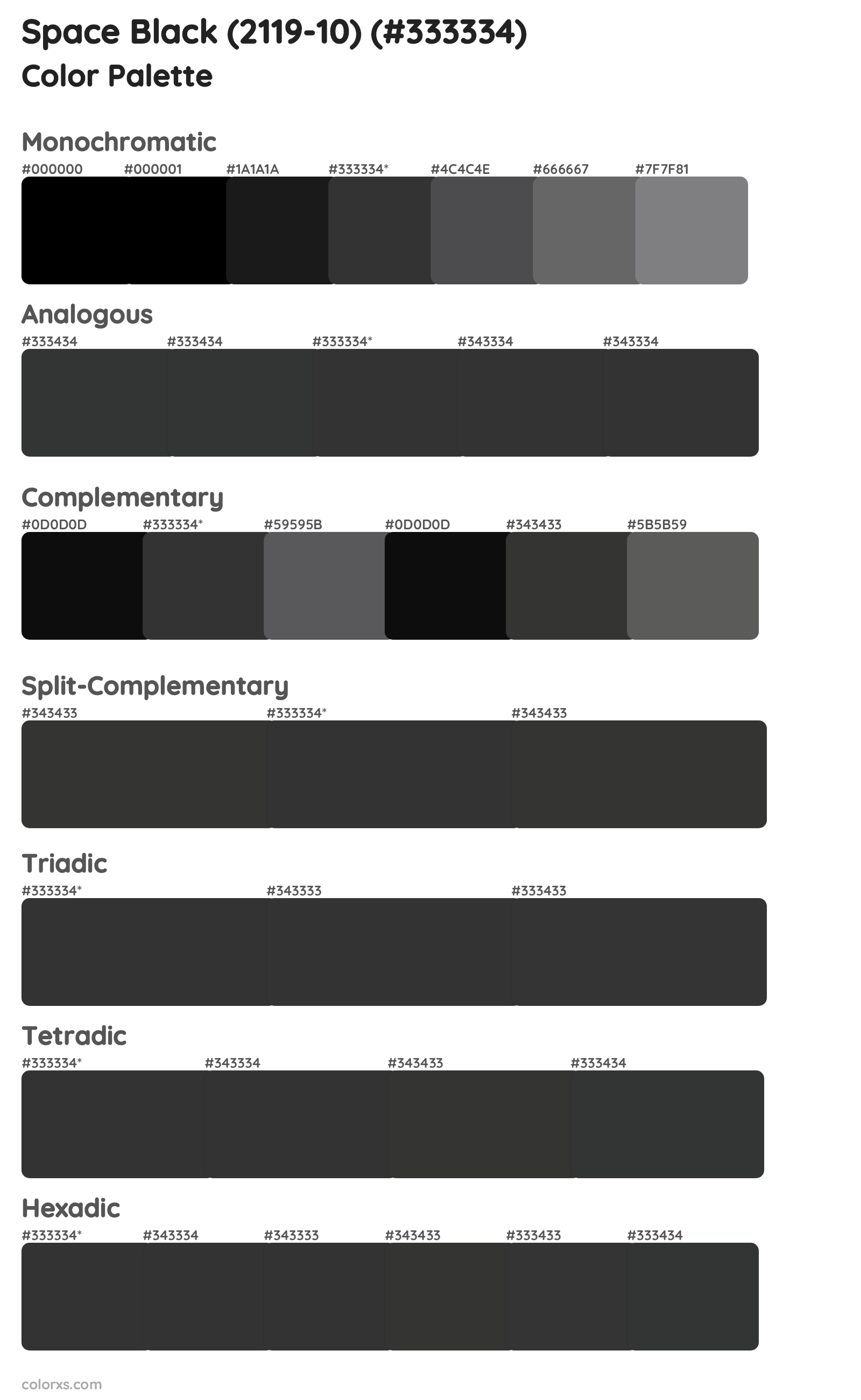 Space Black (2119-10) Color Scheme Palettes