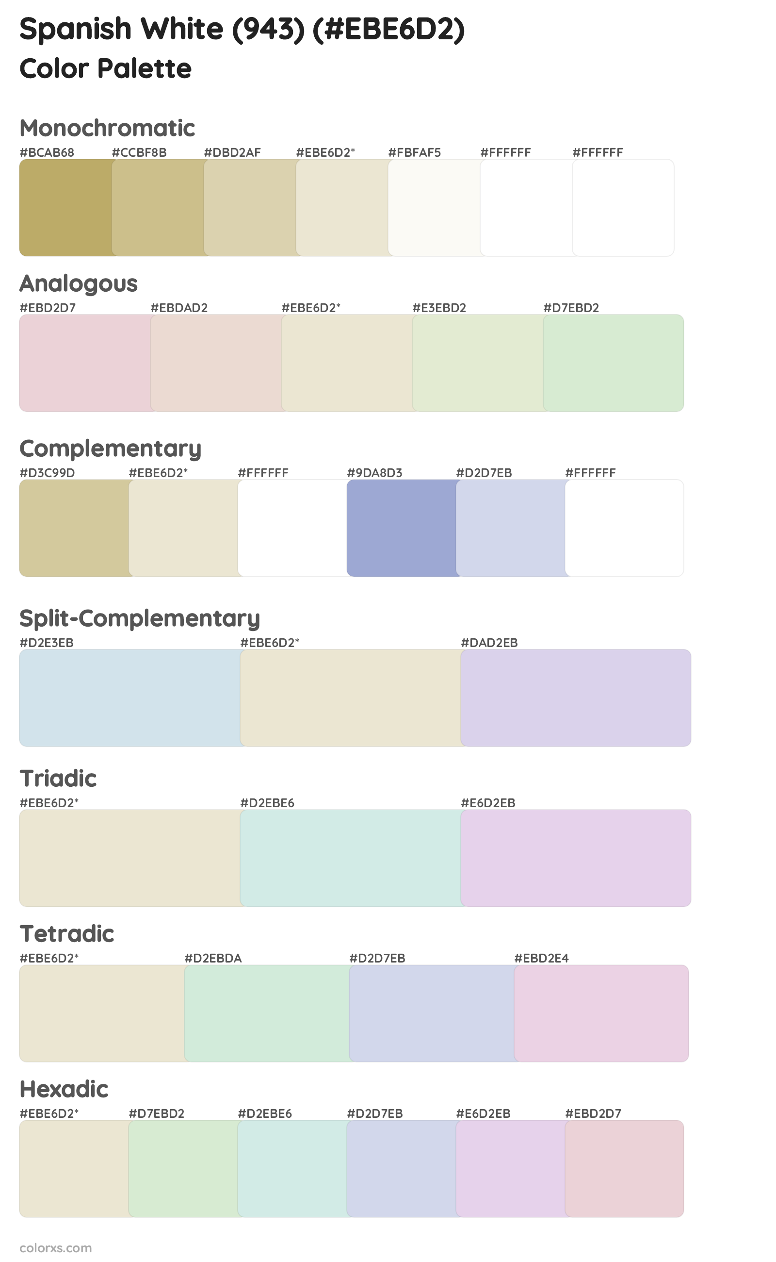 Spanish White (943) Color Scheme Palettes