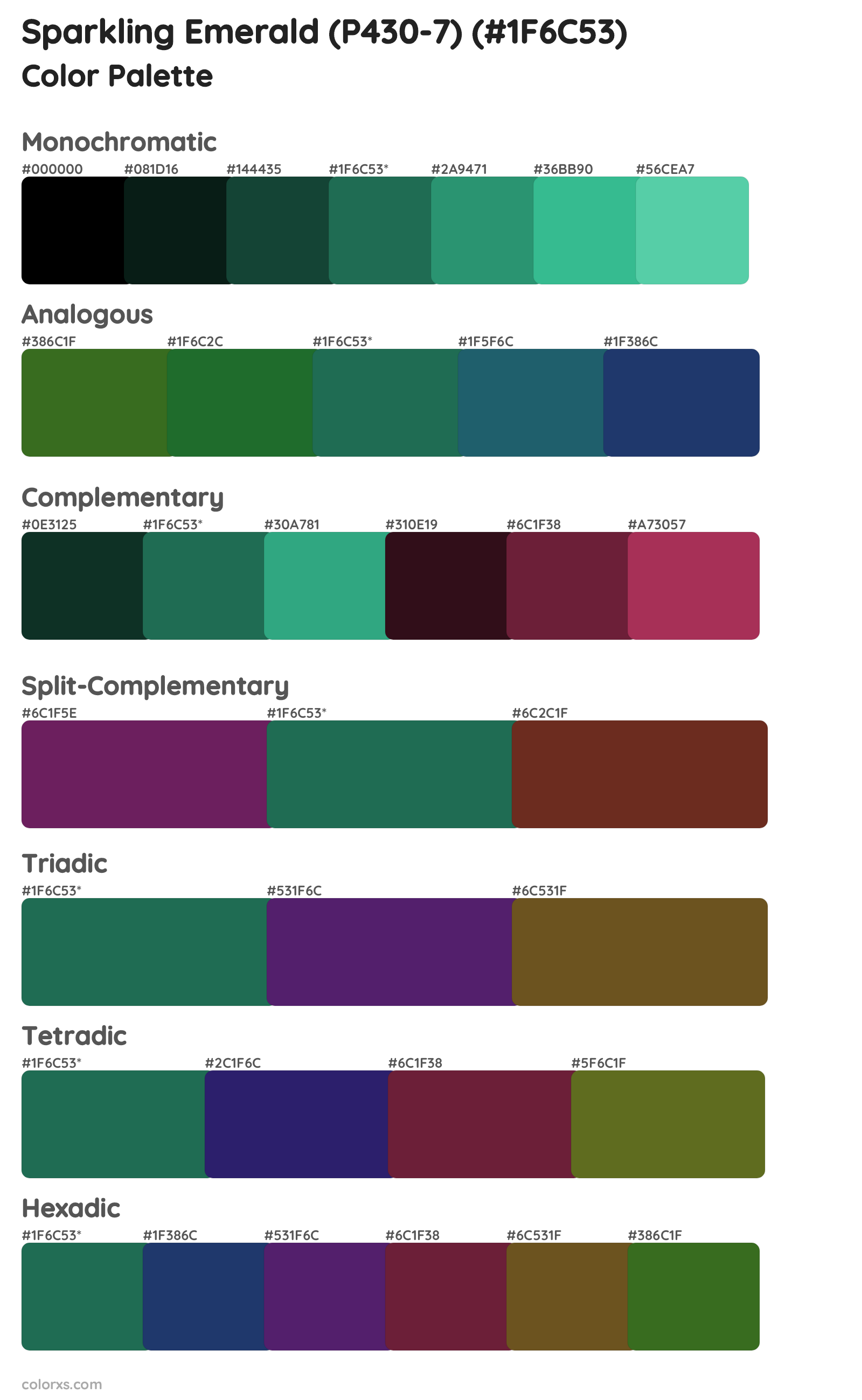Sparkling Emerald (P430-7) Color Scheme Palettes